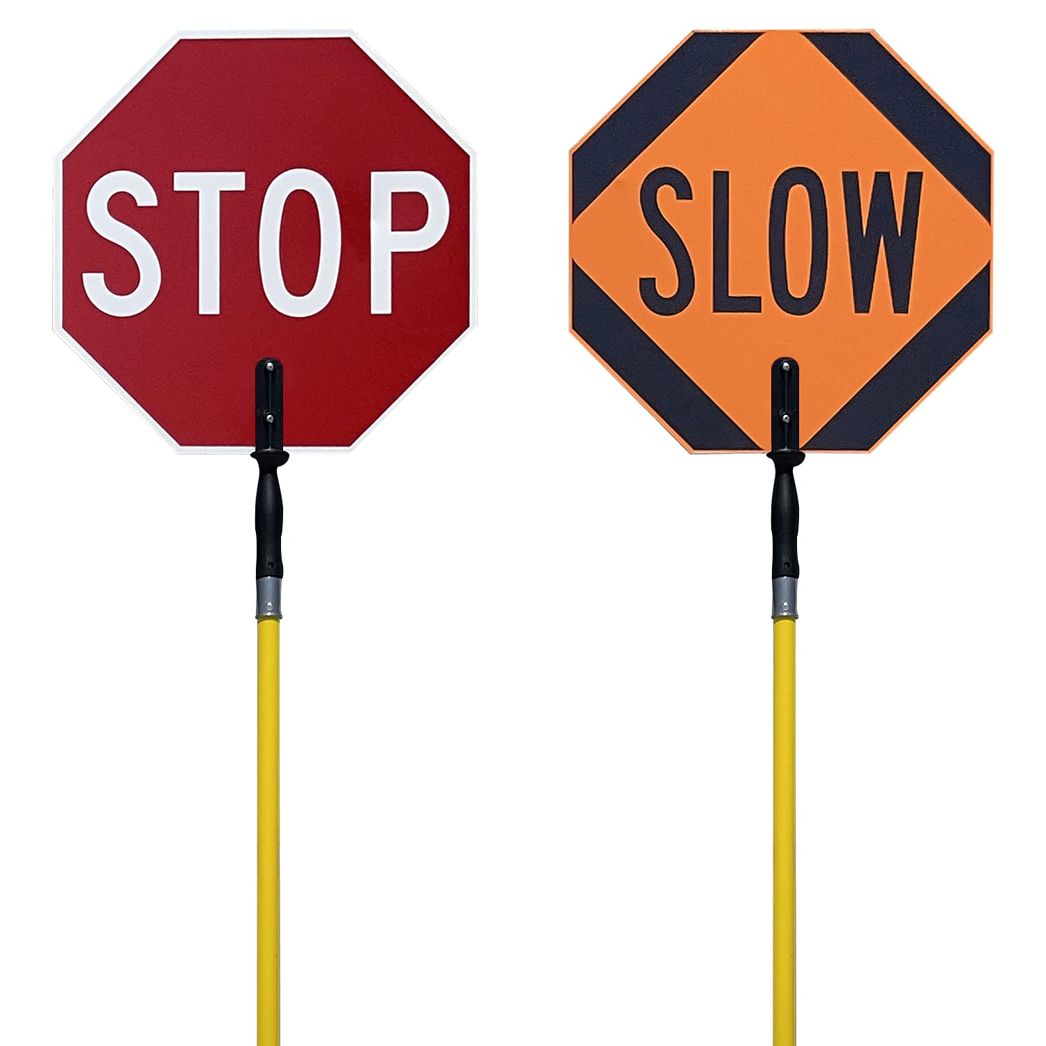 [2 PCS] STOP & SLOW Double Sided Signs