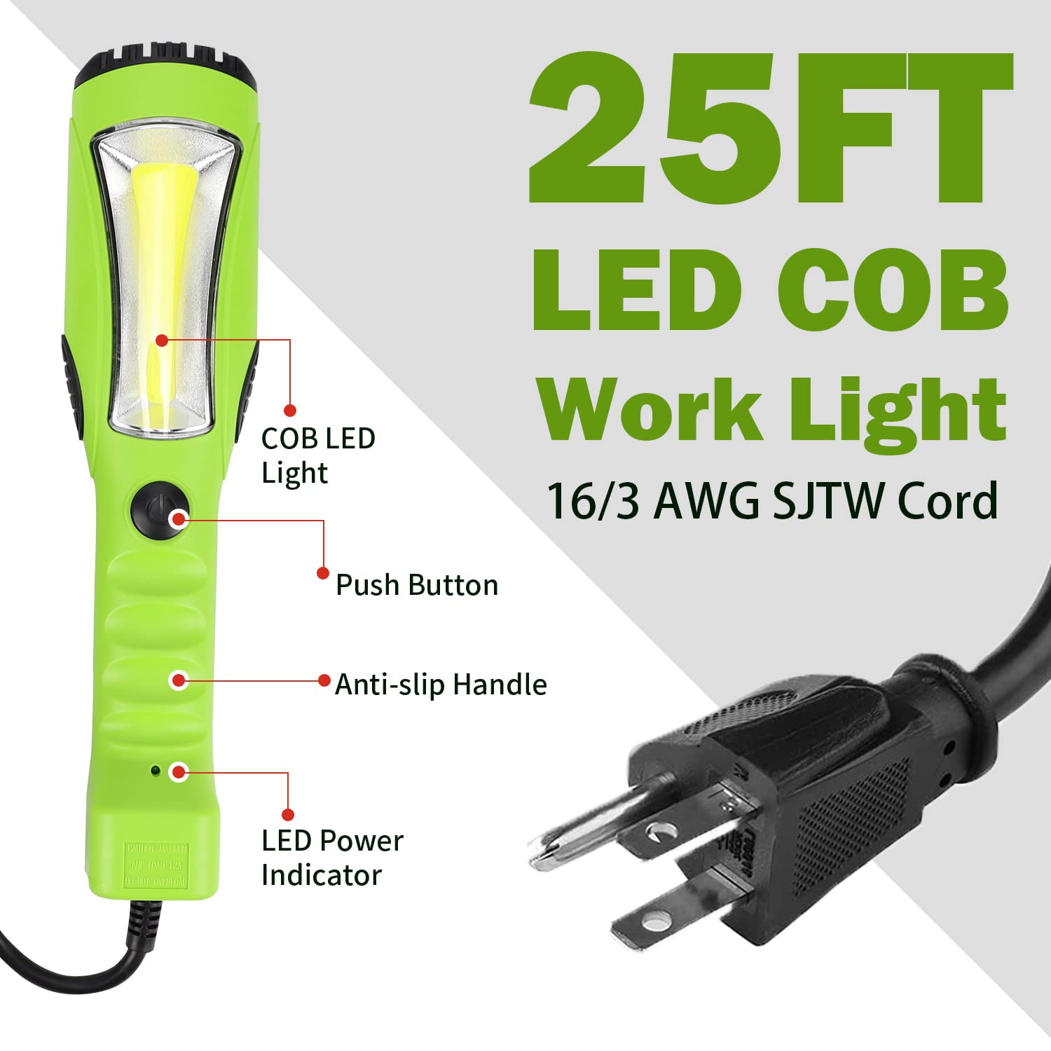EP 25 Ft LED Work Light, 1200 Lumen COB LED Trouble Light