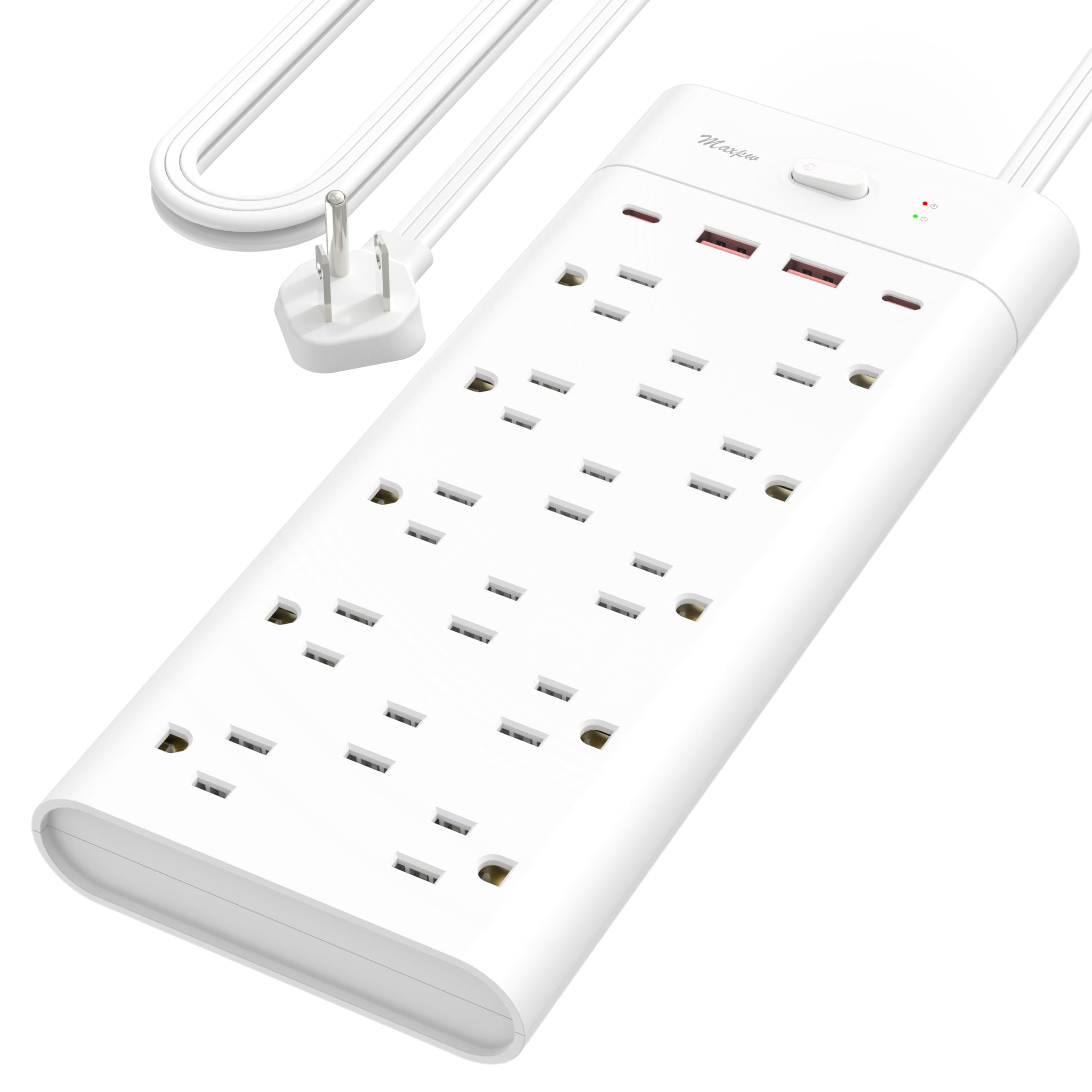 Power Strip Surge Protector Outlet Extender with 14 Outlets and 4 USB Ports (2 USB C), 6 Ft / 10 Ft / 15 Ft