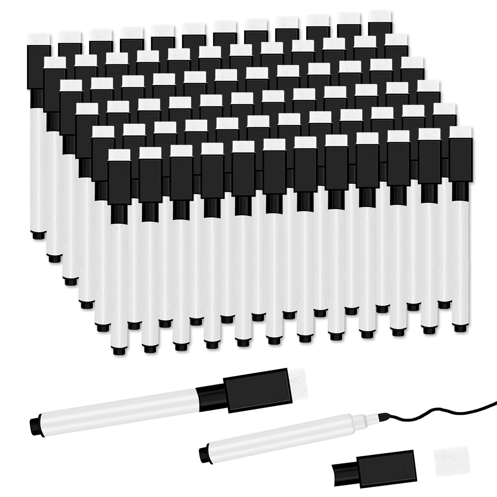 [72 PCS] Black Magnetic Dry Erase Markers with Eraser Cap