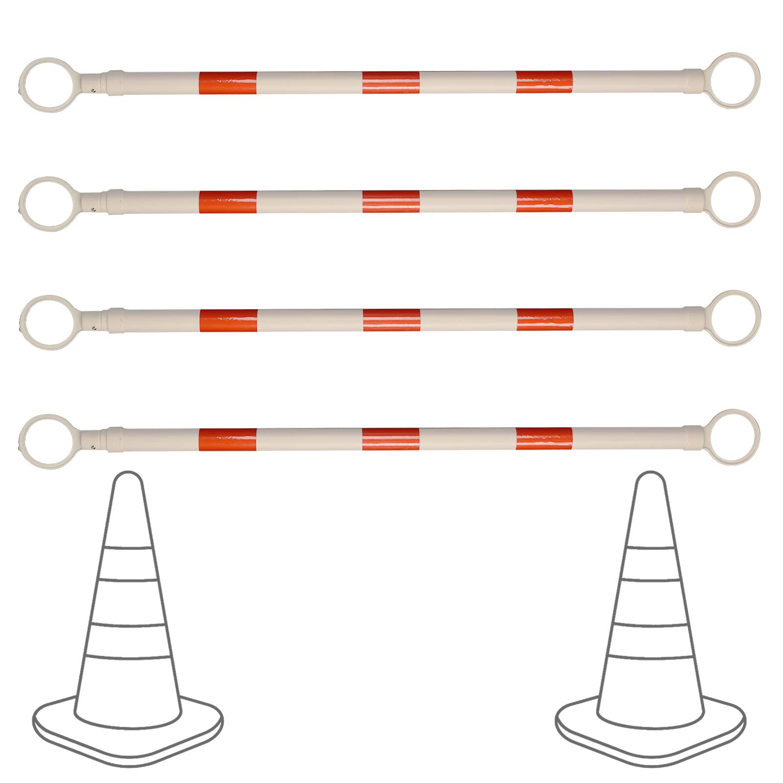 [6 Packs] Traffic Cone Bars, Retractable, Expandable from 4ft to 7.2ft