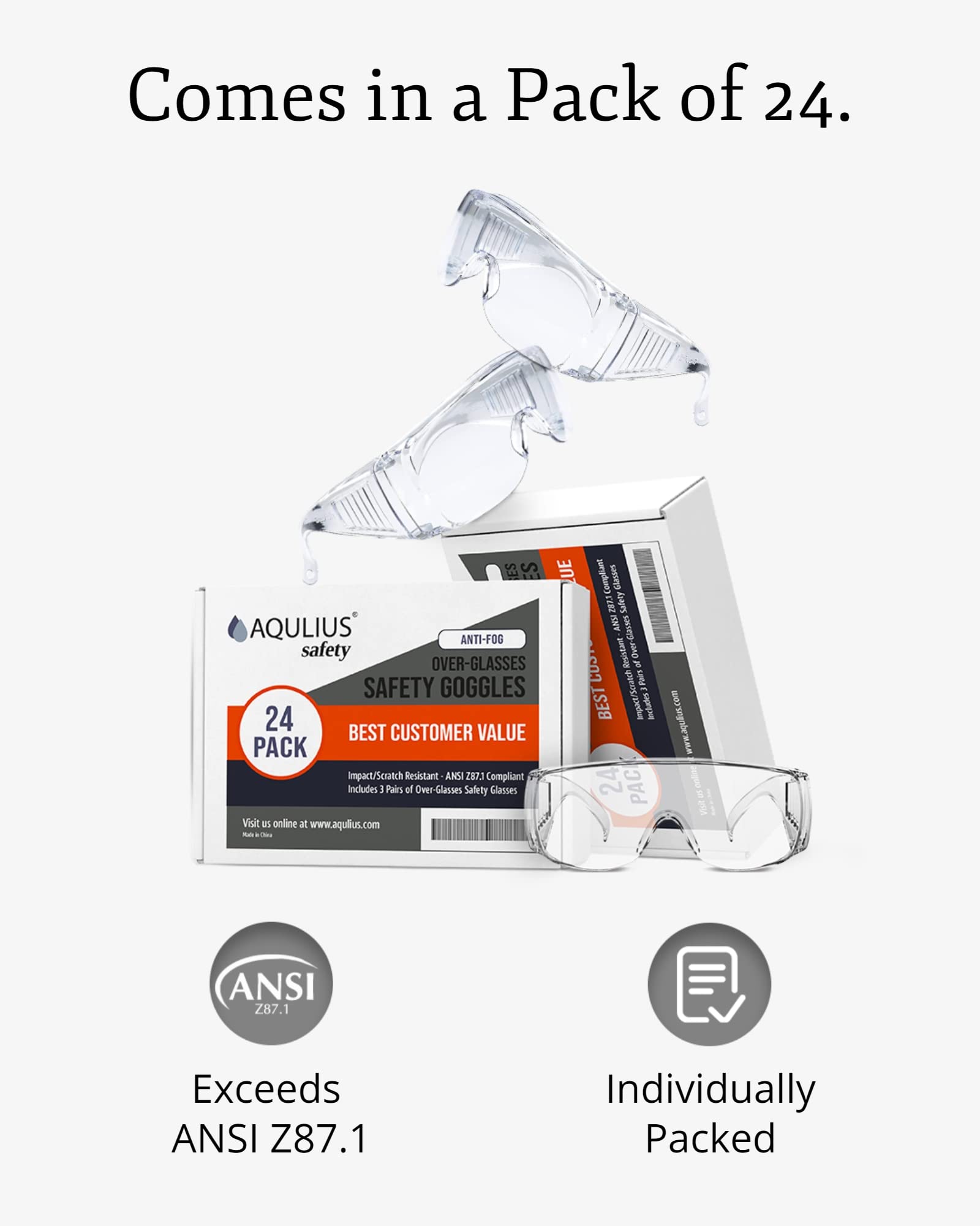 [3 / 12 / 24 PCS] Safety Glasses w/ Anti-Fog & Scratch Resistant, Crystal Clear Eye Protection