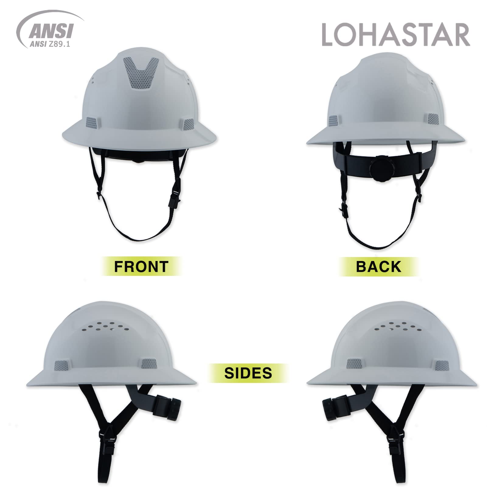 [1 / 12 Packs] Full Brim Hard Hat, ANSI Z89.1 Approved, OSHA Type 1 Class C