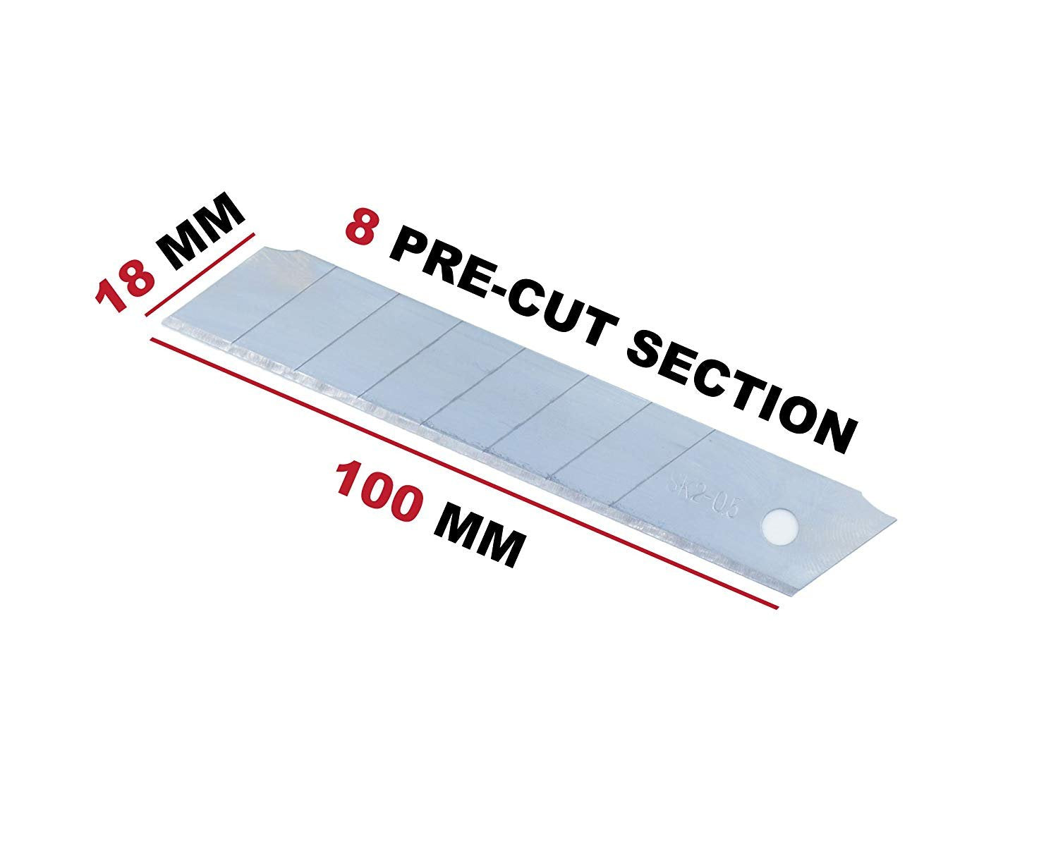 Box Cutter Utility Knife Replacement Blades (Pack of 10) - SK2 Metal 18mm Snap-Off Blade