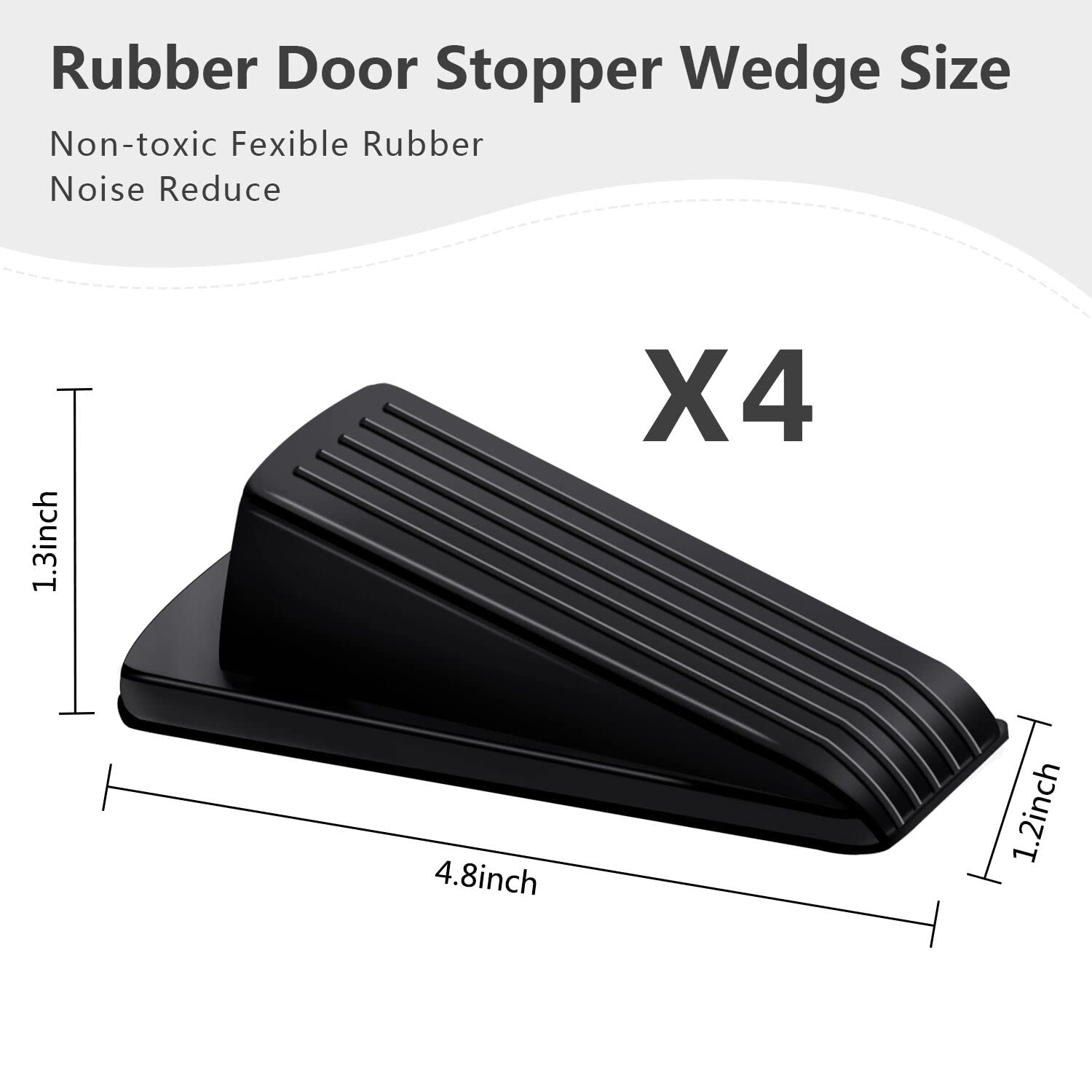 Door Stoppers, 4 Pack Premium Rubber Stoppers Wedge