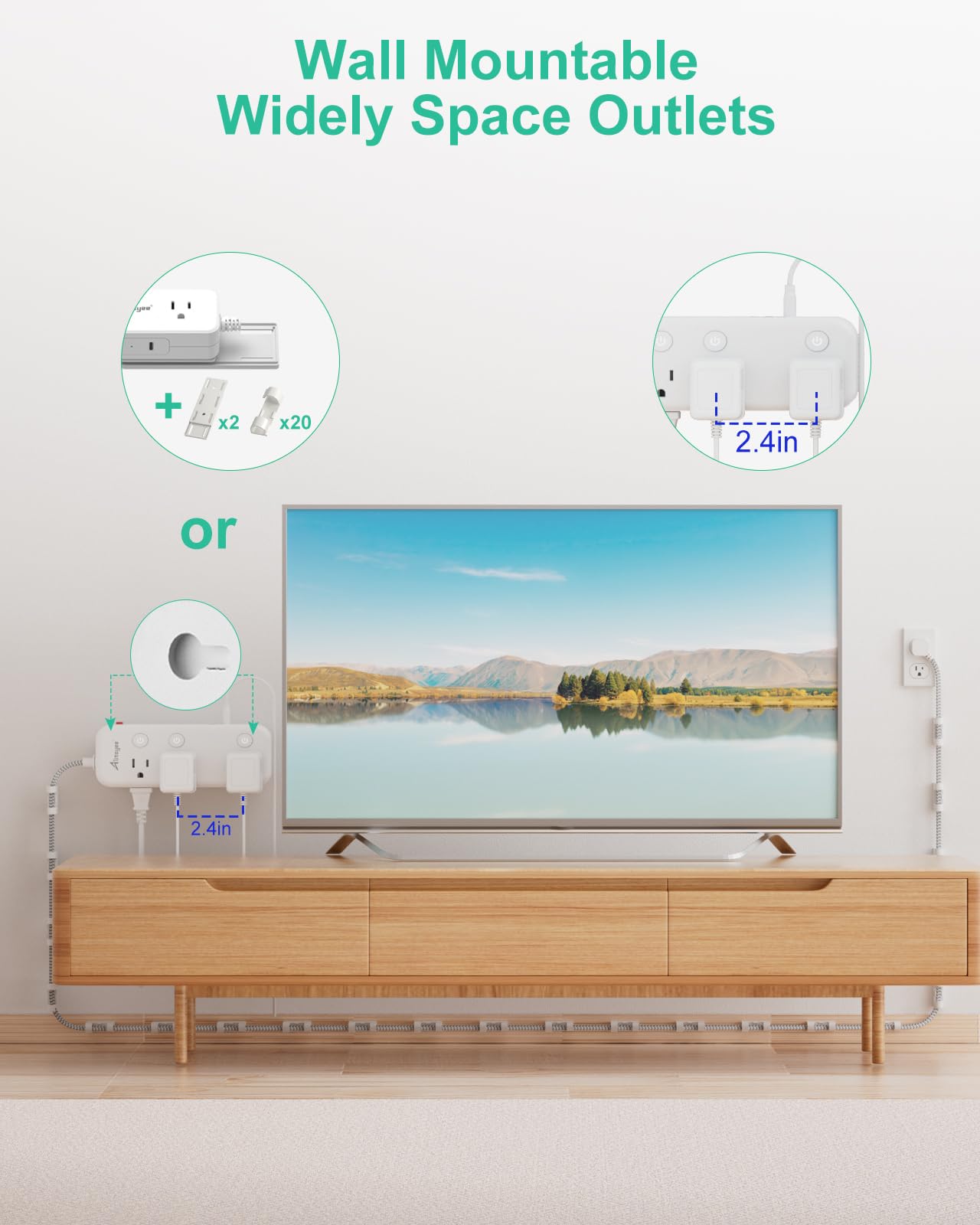 5, 15FT Surge Protector Power Strip with Individual Switches