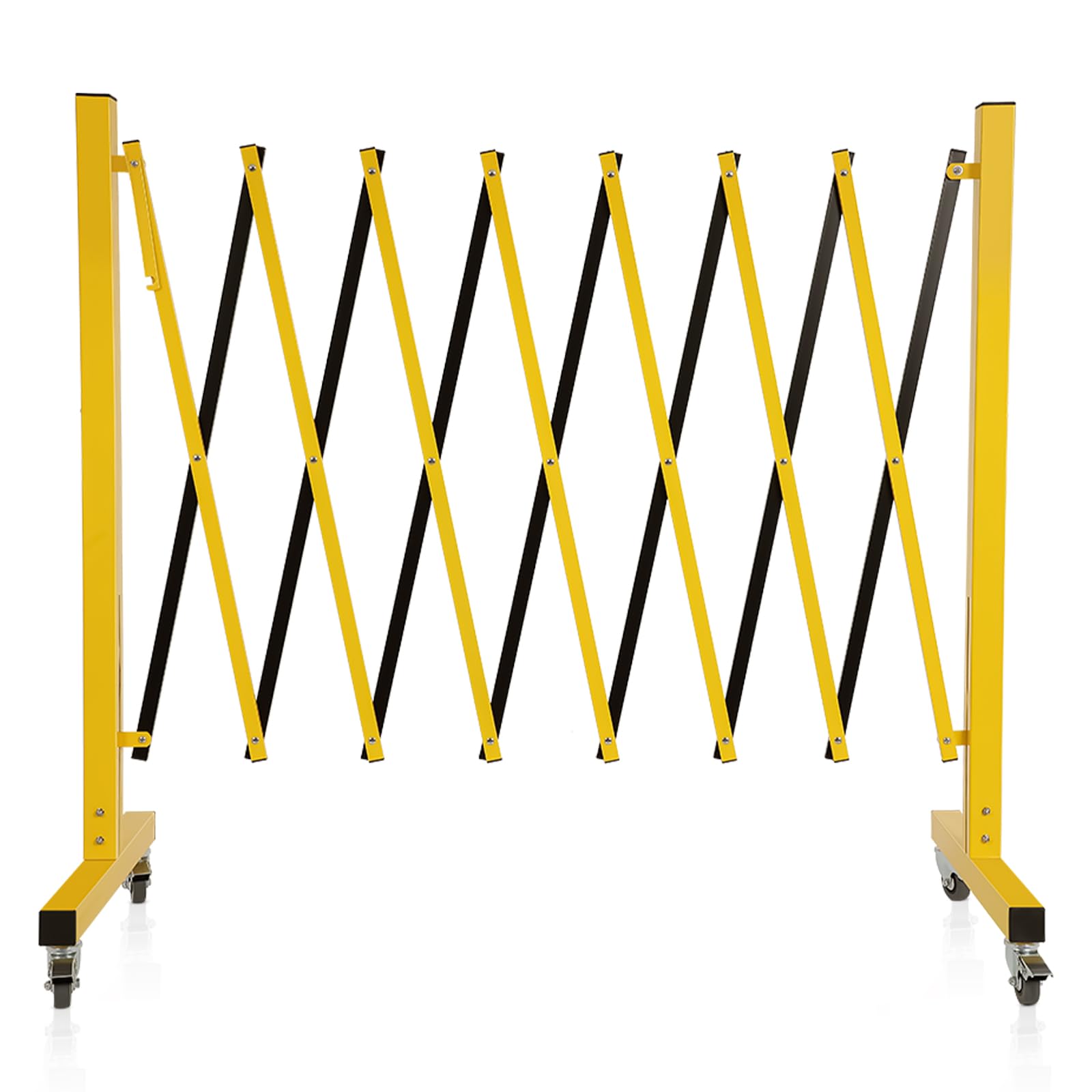 [1 PC] Industrial Expandable Metal Barricade with Wheels, Folding Security Gate