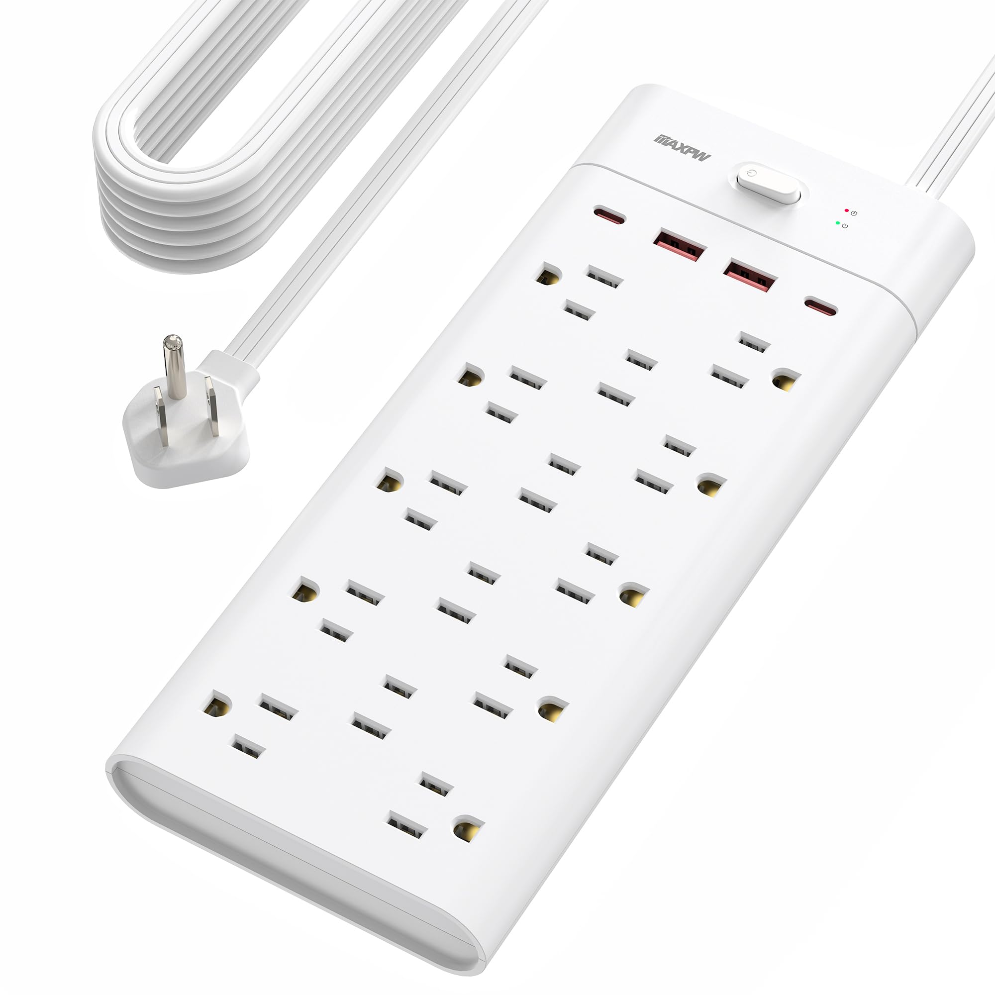 Power Strip Surge Protector Outlet Extender with 14 Outlets and 4 USB Ports (2 USB C), 6 Ft / 10 Ft / 15 Ft