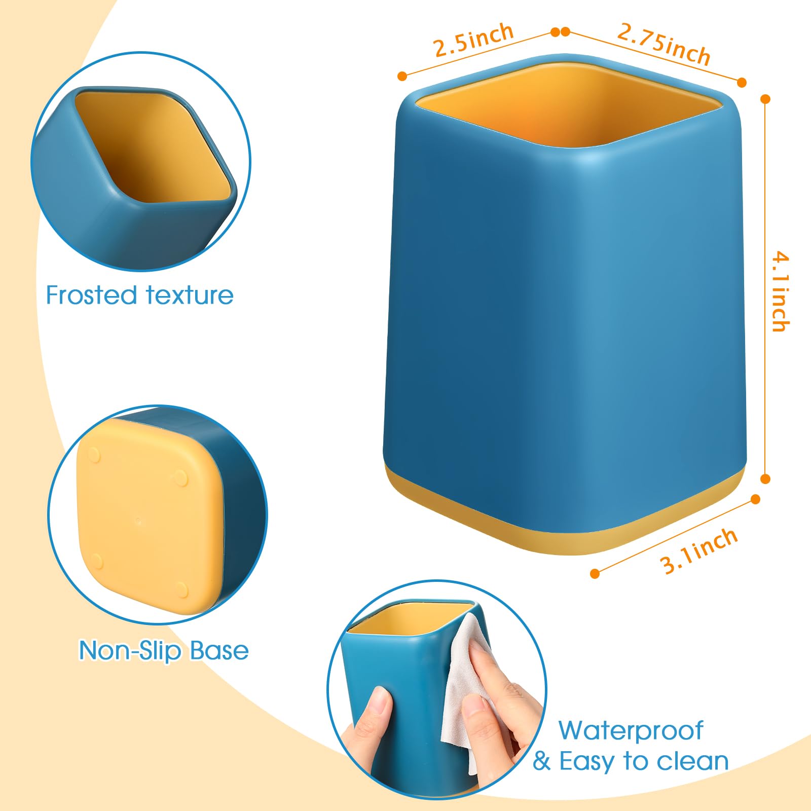 12 Pcs Pencil Holder for Desk, 4.1 x 2.95 x 2.75 Inch(White/Dark Blue/Light Green)