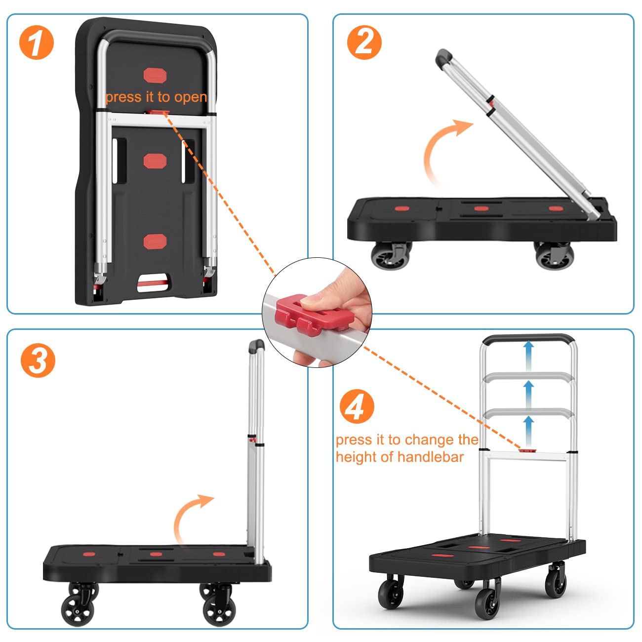 Platform Truck Foldable Push Cart Dolly 330lb Weight Capacity
