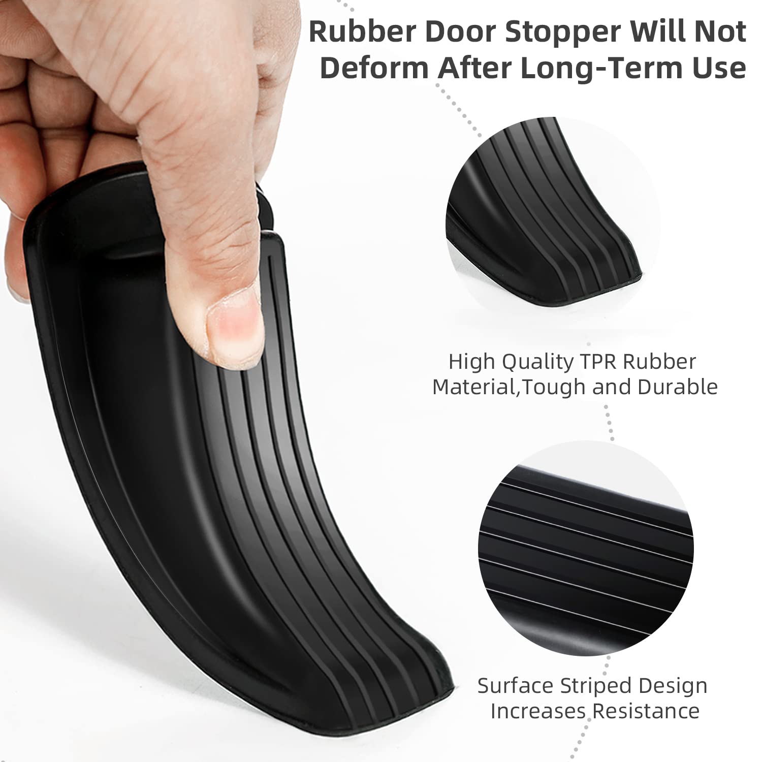 Door Stoppers, 4 Pack Premium Rubber Stoppers Wedge