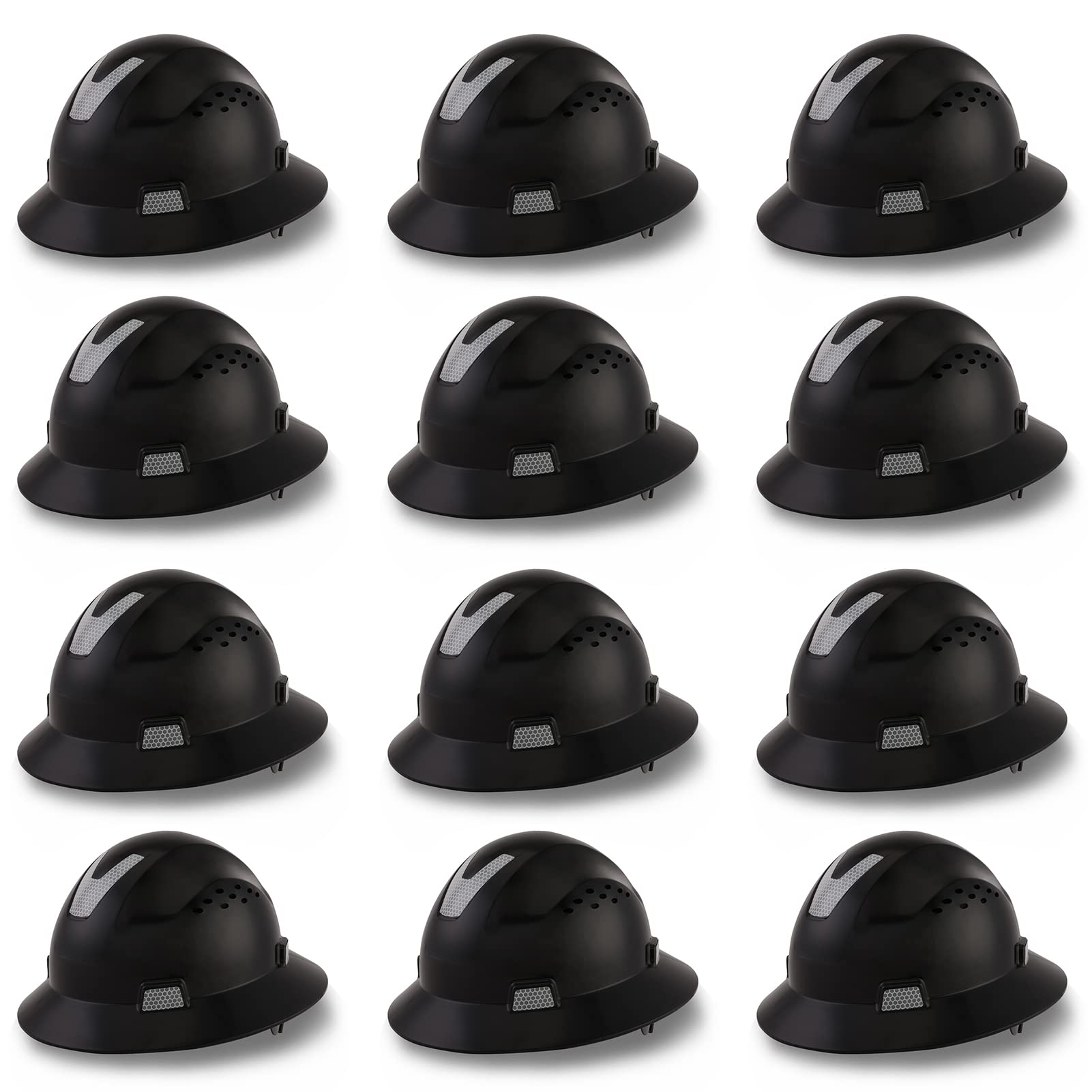 [1 / 12 Packs] Full Brim Hard Hat, ANSI Z89.1 Approved, OSHA Type 1 Class C