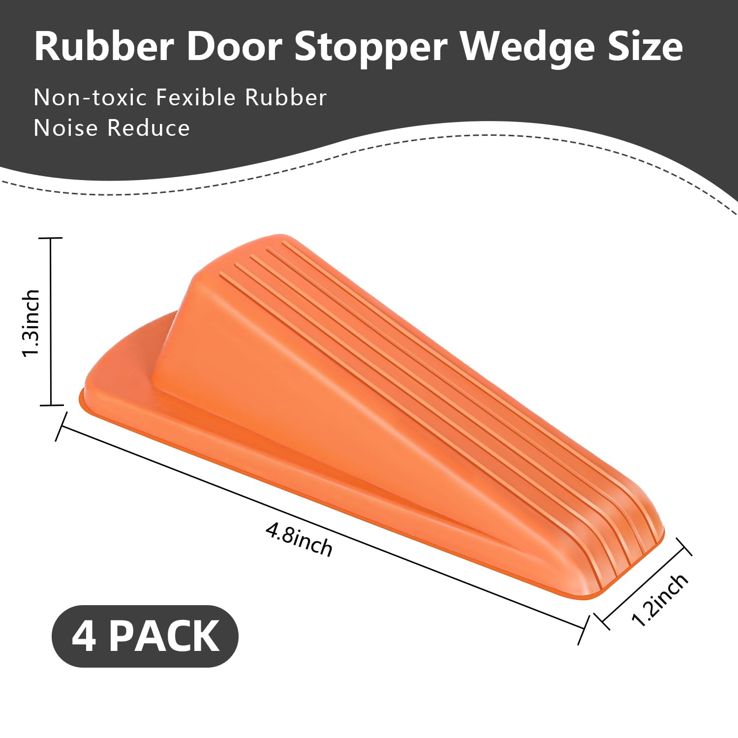 Door Stoppers, 4 Pack Premium Rubber Stoppers Wedge