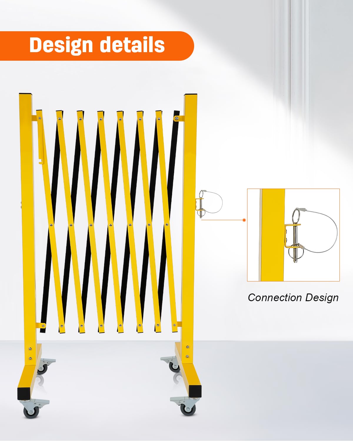 [1 PC] Industrial Expandable Metal Barricade with Wheels, Folding Security Gate