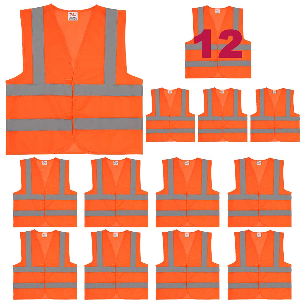[12 Packs] Normal Visibility Safety Vests, Adjustable Size, Thin & Lightweight Fabric