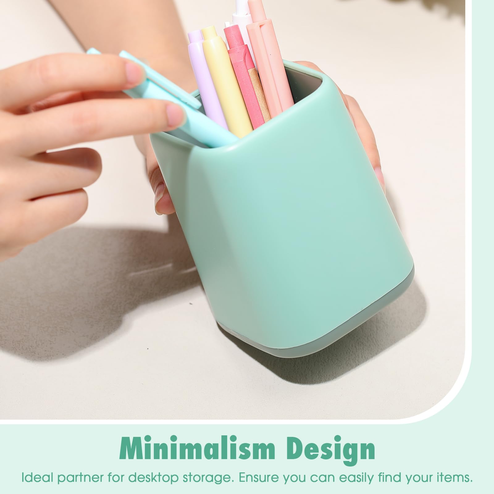 12 Pcs Pencil Holder for Desk, 4.1 x 2.95 x 2.75 Inch(White/Dark Blue/Light Green)