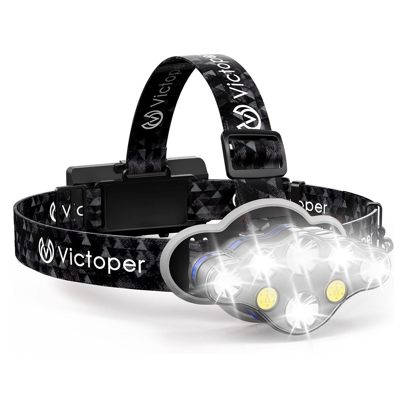 [1 / 2 / 4 Packs] Rechargeable Headlamp, 8 LED 18000 High Lumen Bright Head Lamp with Red Light