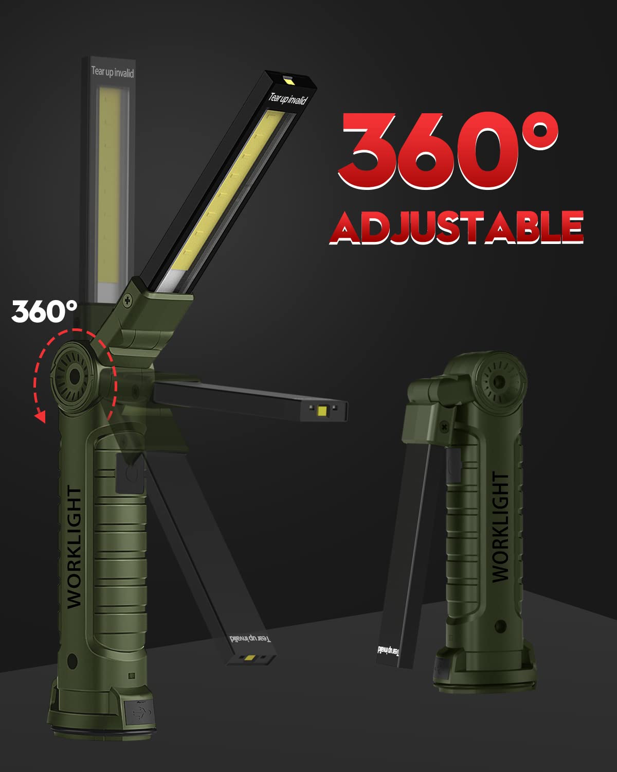 Rechargeable LED Work Light Grill Light with Magnetic Base 5 Modes 360° Rotate (2 or 4 Pack)