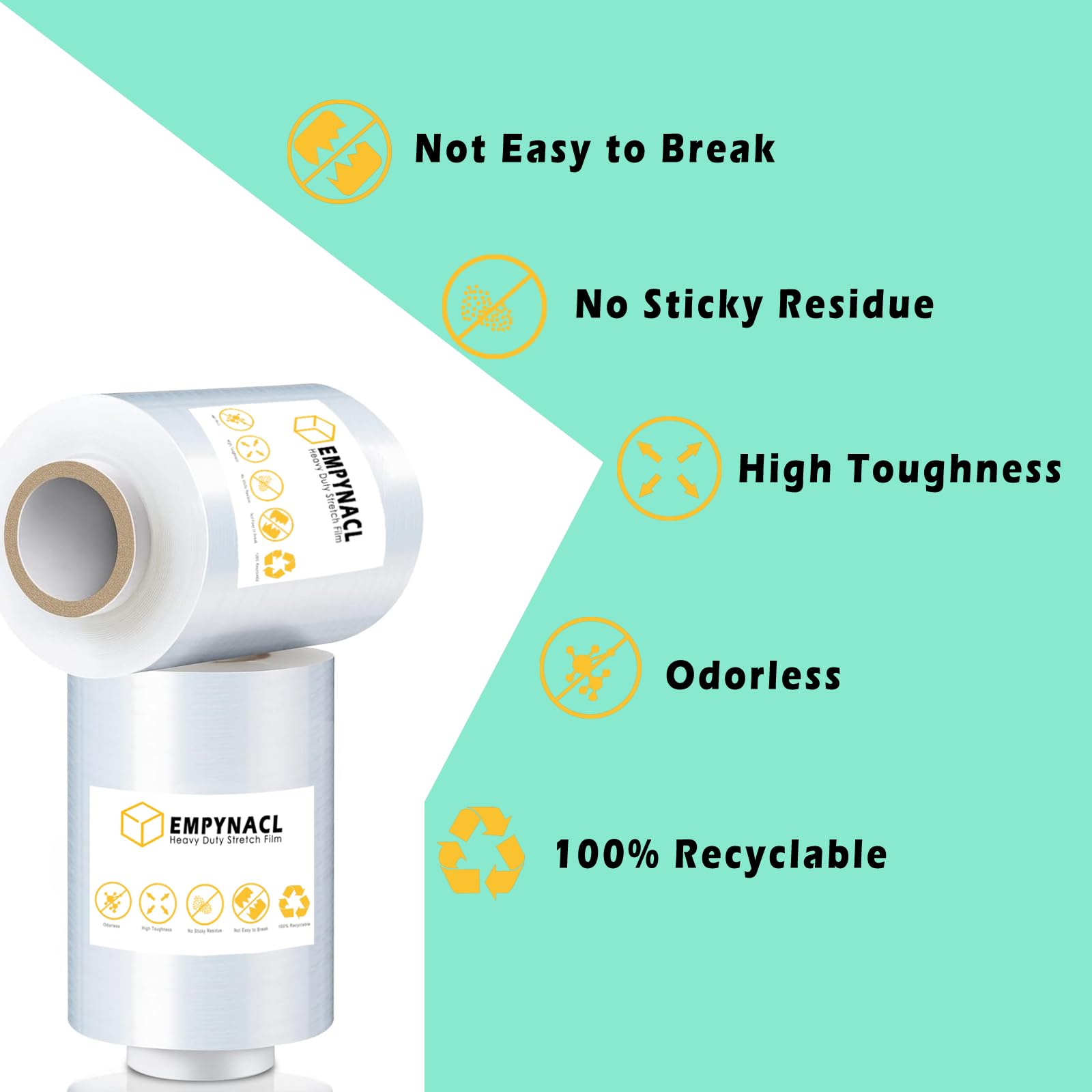 Stretch Film, 2 or 4 PCS 600% Stretch Heavy Duty Narrow Shrink Wrap with 2 Handles