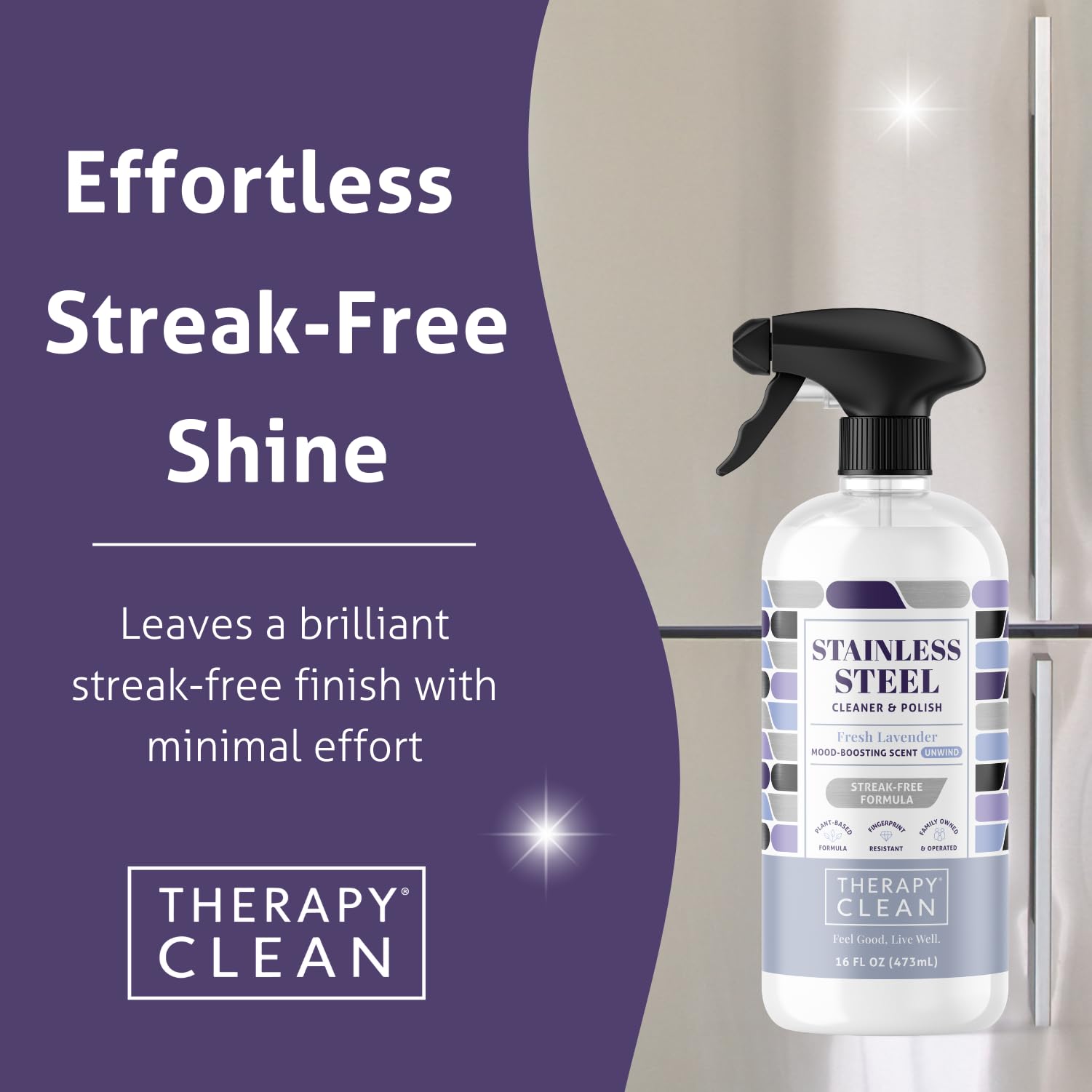 Therapy Stainless Steel Cleaner, Lavender Essential Oil Scent