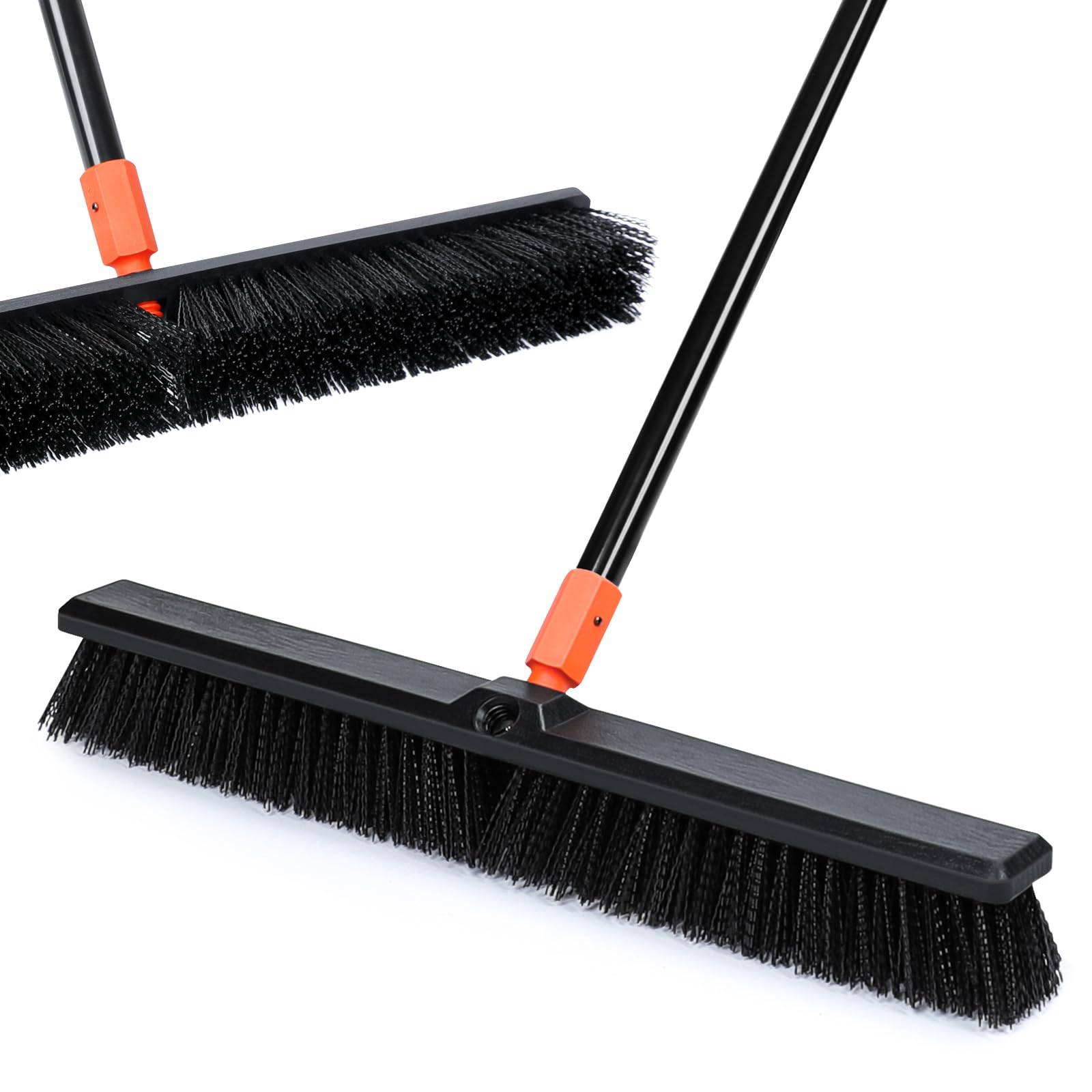 24 Inches Push Broom Outdoor Heavy Duty Floor Scrub Brush with Long Handle