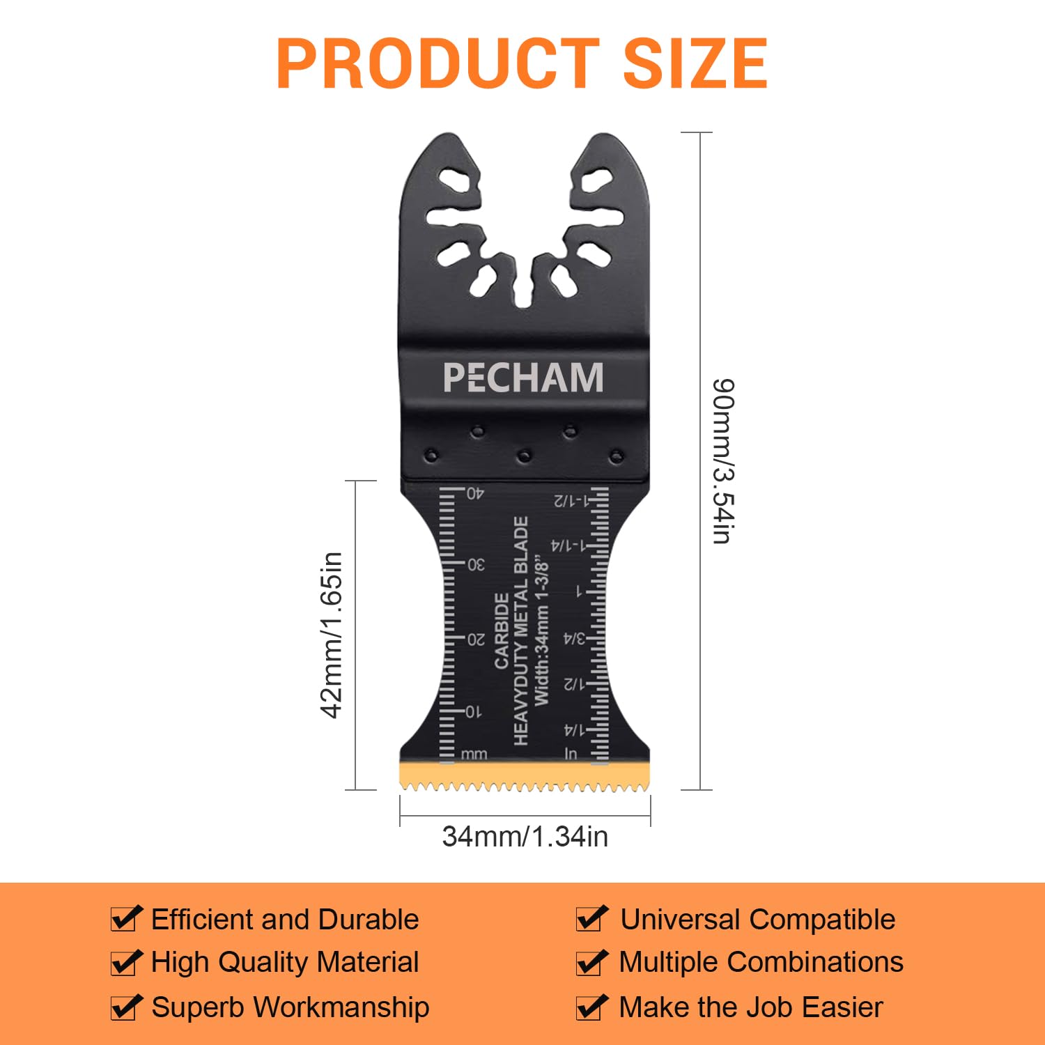 PECHAM 4 / 11/ 24 PCS Oscillating Multi Tool Saw Blades, Carbide Multitool Blades Heary Duty for Hard Material, Metal, Nails. Bolts. Screws (4)