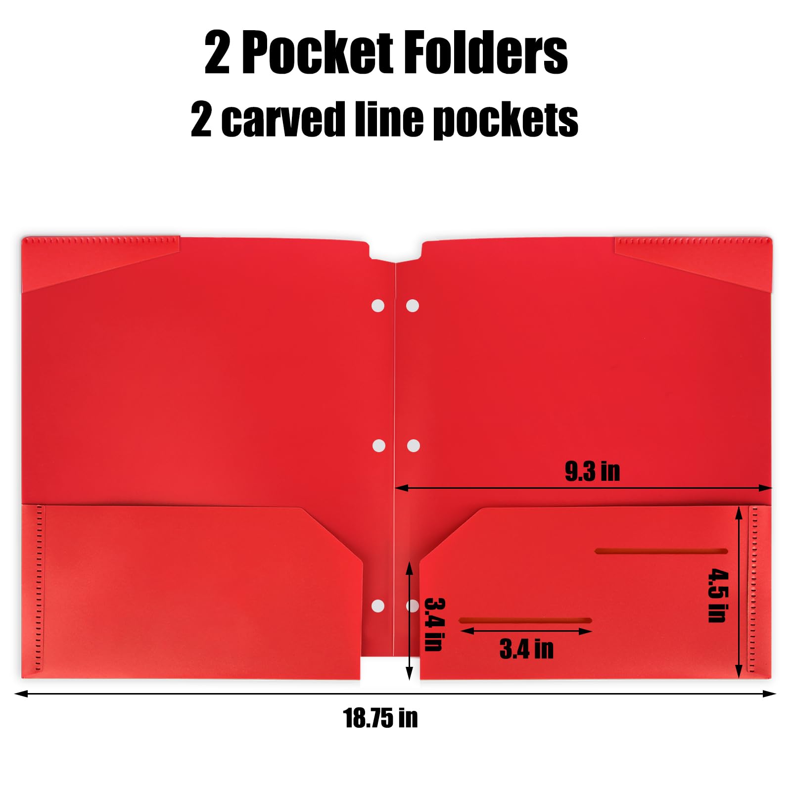 [6 & 12 Pack] Habgp Plastic Folders with Pockets for 3 Hole Punched Binder Folder, 6 Color
