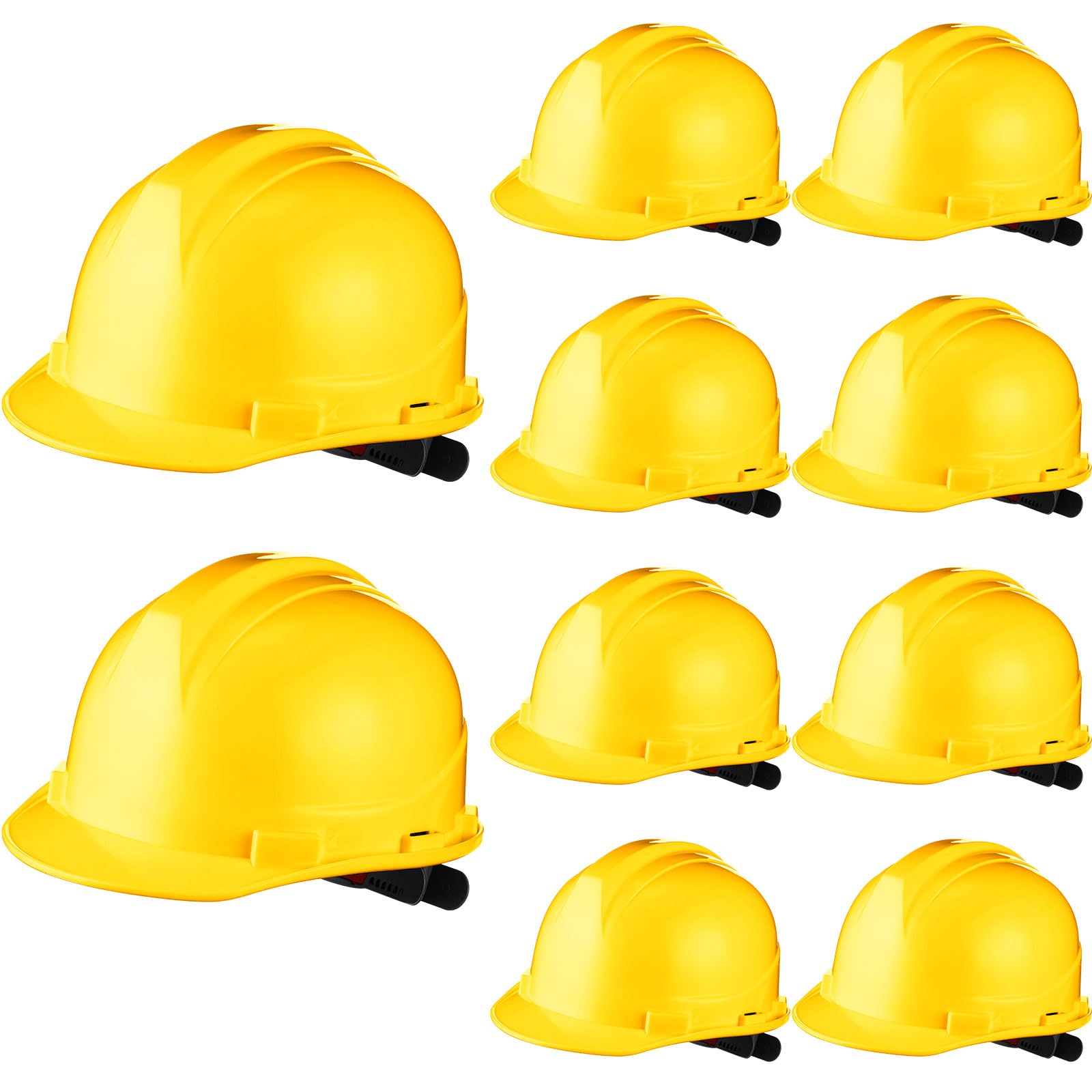 [10 Pcs] Suspension Hard Hat for Construction, Ratchet Cap Style w/ Self Adjusting Straps for Man & Woman