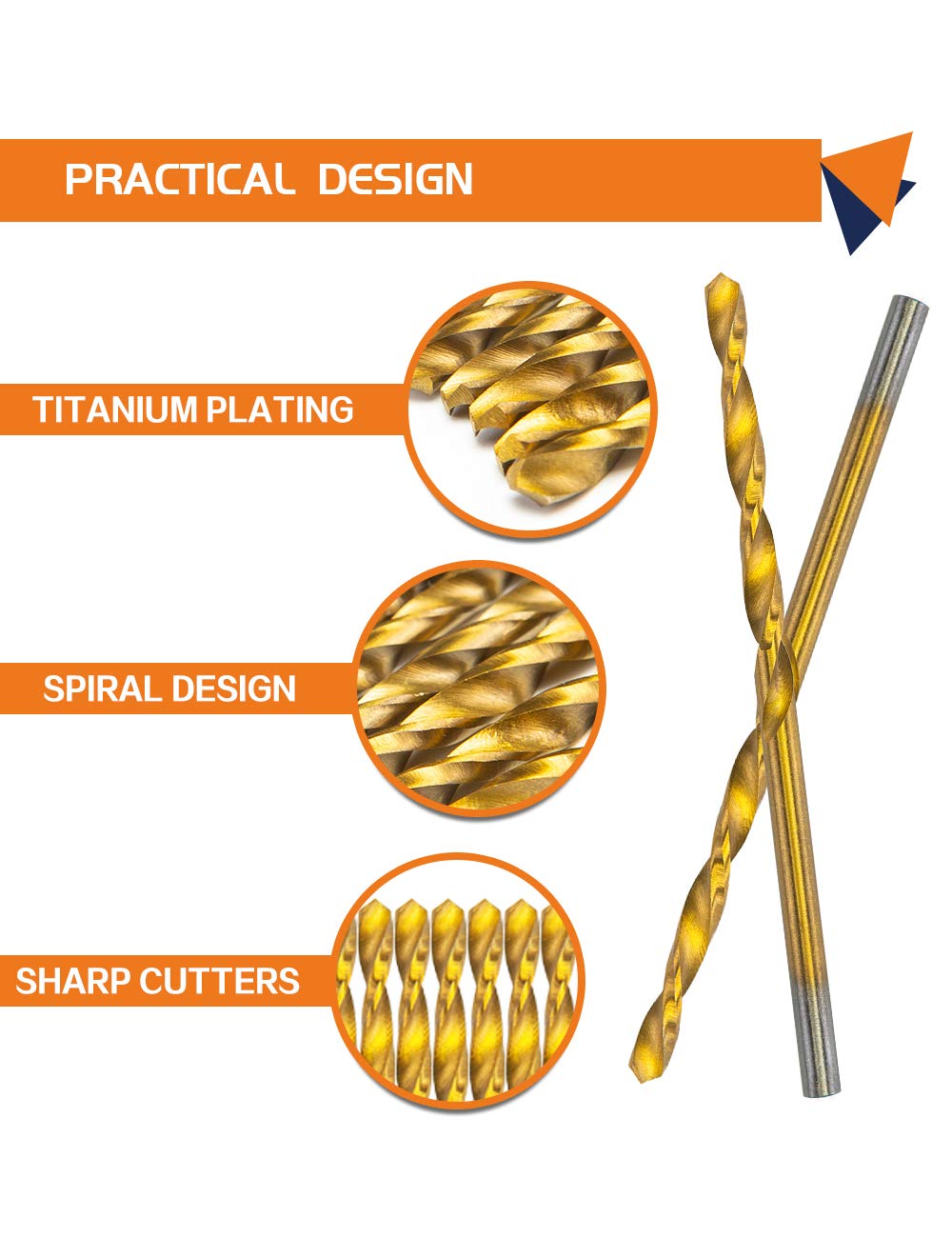 Mini Drill Bit Set 60 Pcs+12 Pcs Free High Speed Steel HSS Titanium Micro Drill Bits 3/64"-1/8"