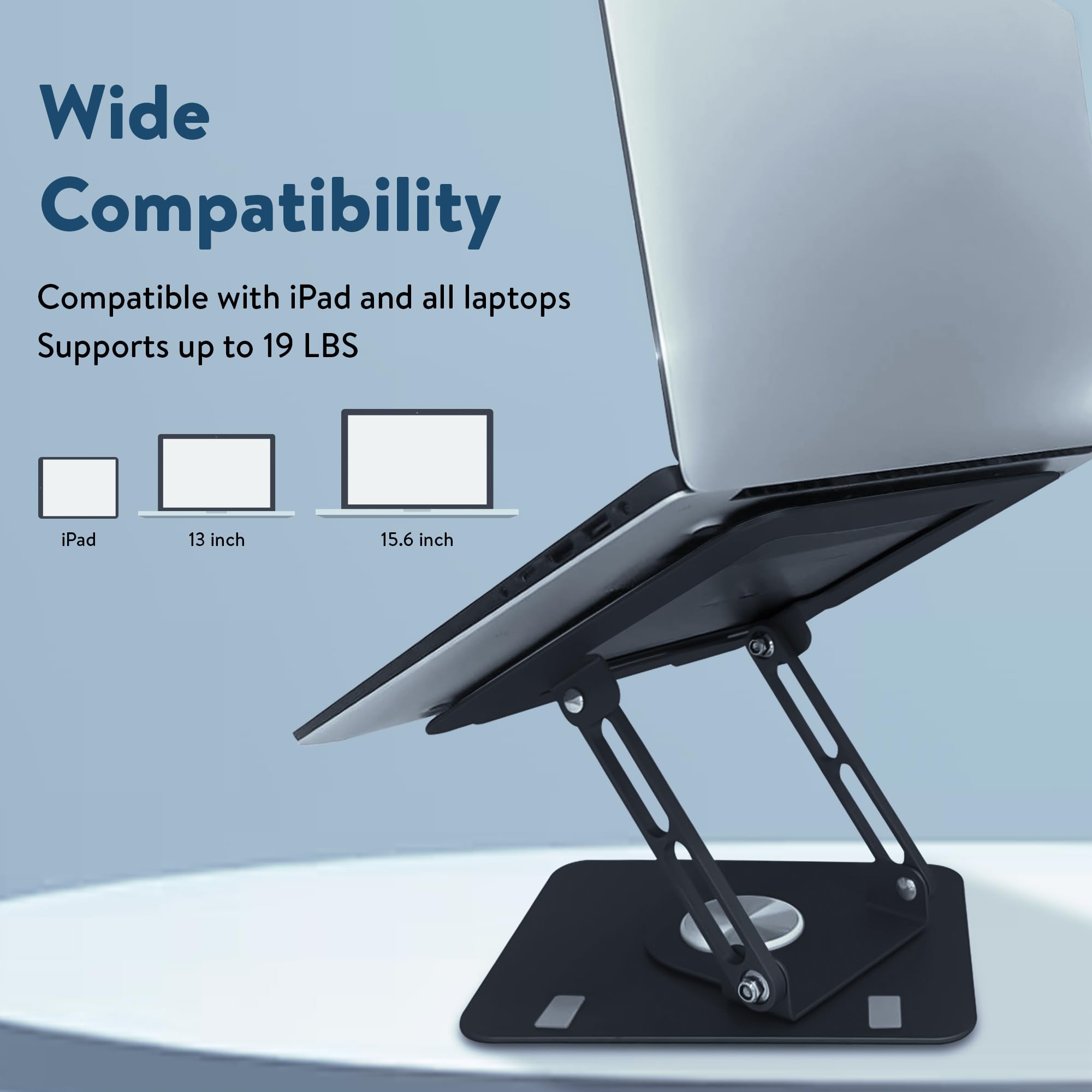 [1 PC] Swivel Laptop Stand for Desk, Adjustable-Raise, Tilt, Collapsible