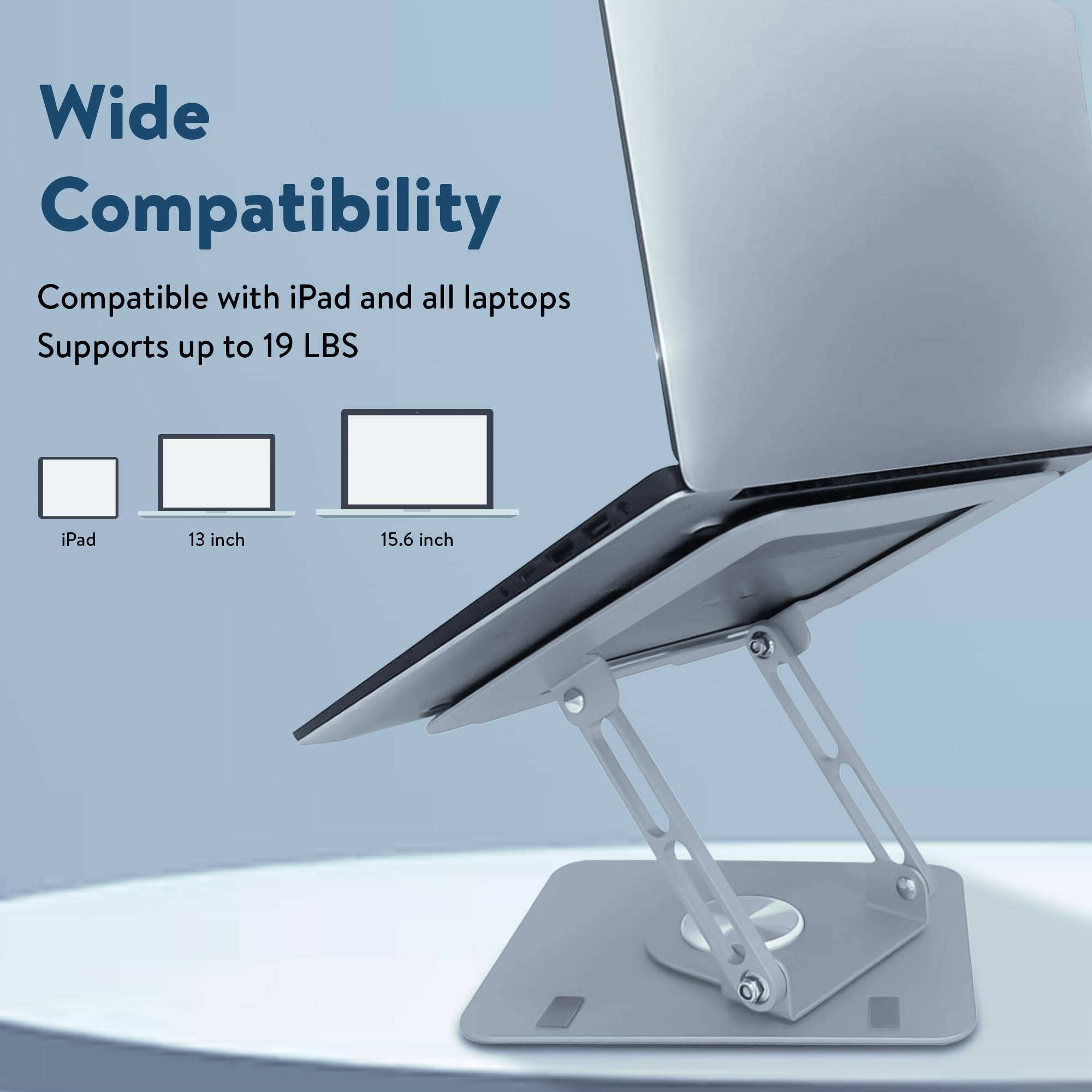 [1 PC] Swivel Laptop Stand for Desk, Adjustable-Raise, Tilt, Collapsible