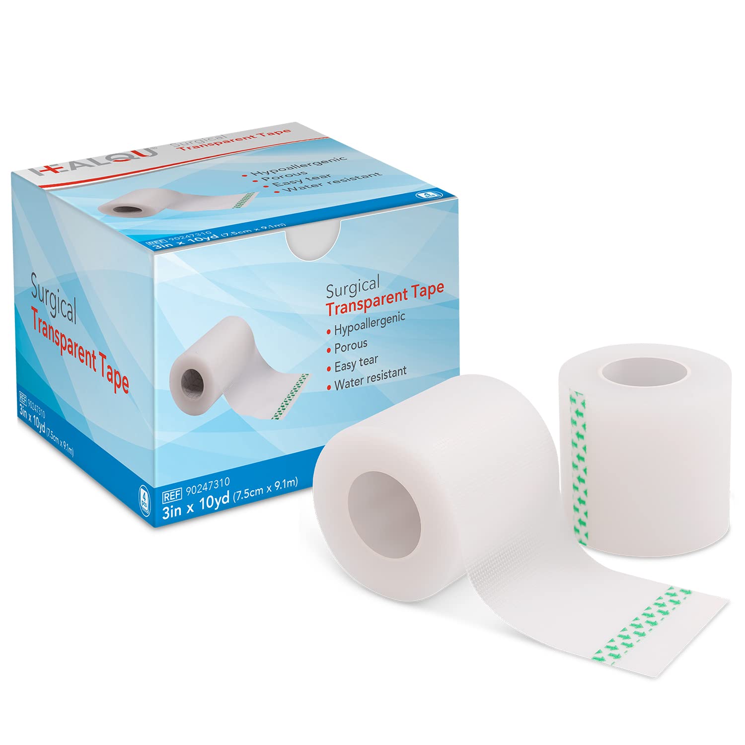 Transparent Medical Tape - Box of 12 Rolls, 1" x 10yd Surgical Tape