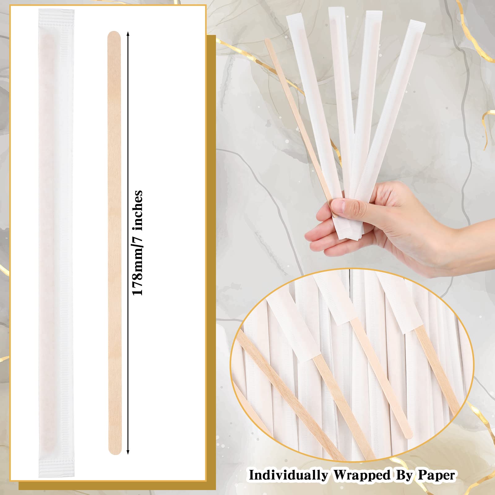 [2000 CT] Individually Wrapped Wooden Coffee Stirrers