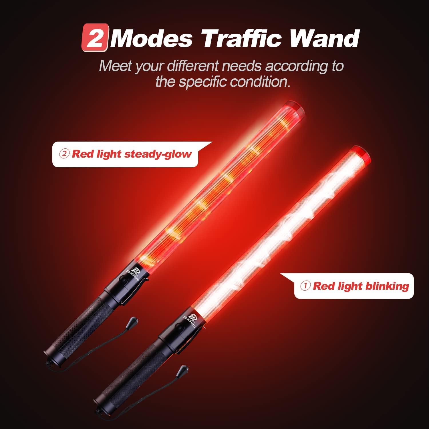 [2 / 4 Pack] Traffic Wand, 21 Inch Led Traffic Control Baton