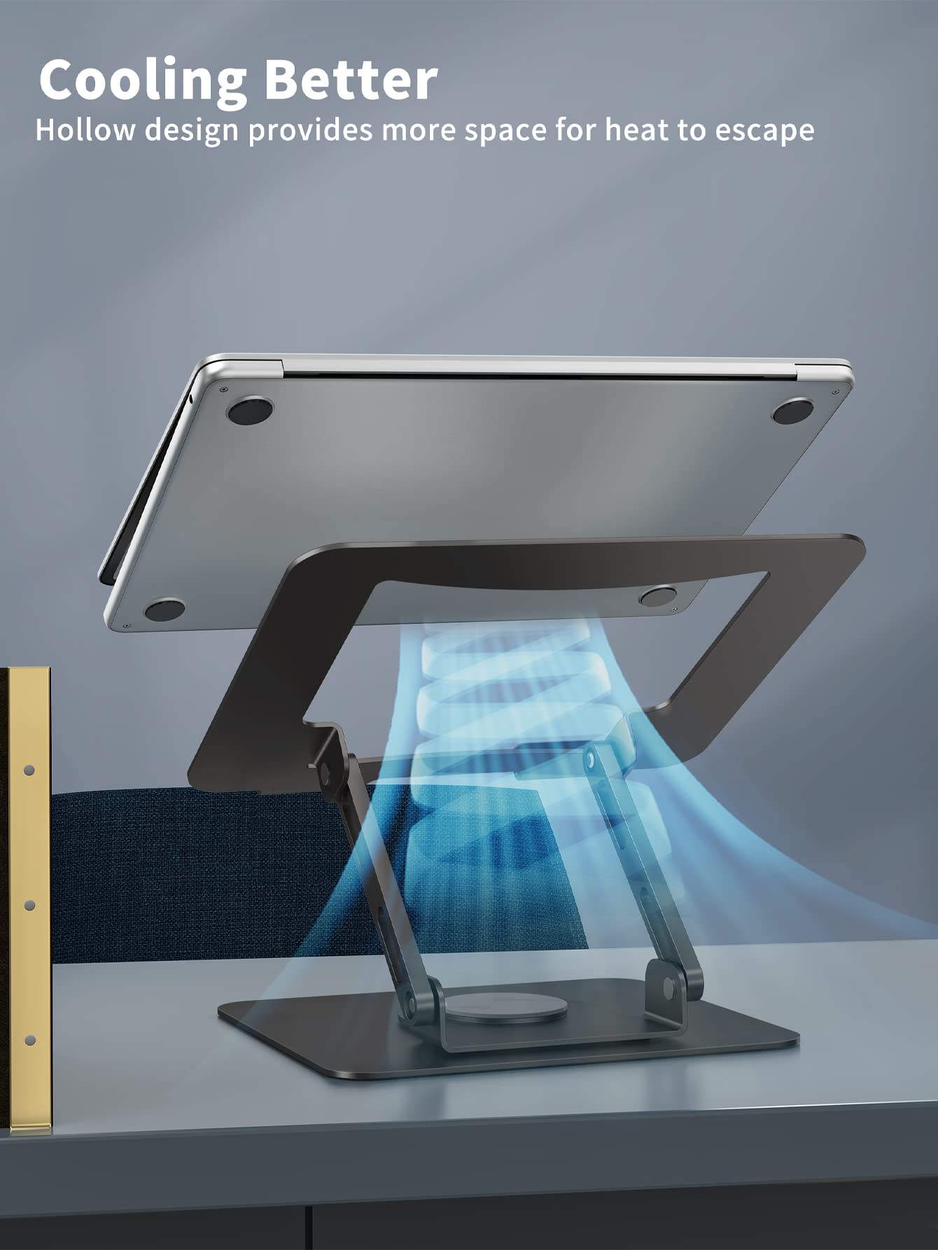 [1 PC] Laptop Stand with 360° Rotating Base, Ergonomic Computer Riser, Foldable Laptop Mount