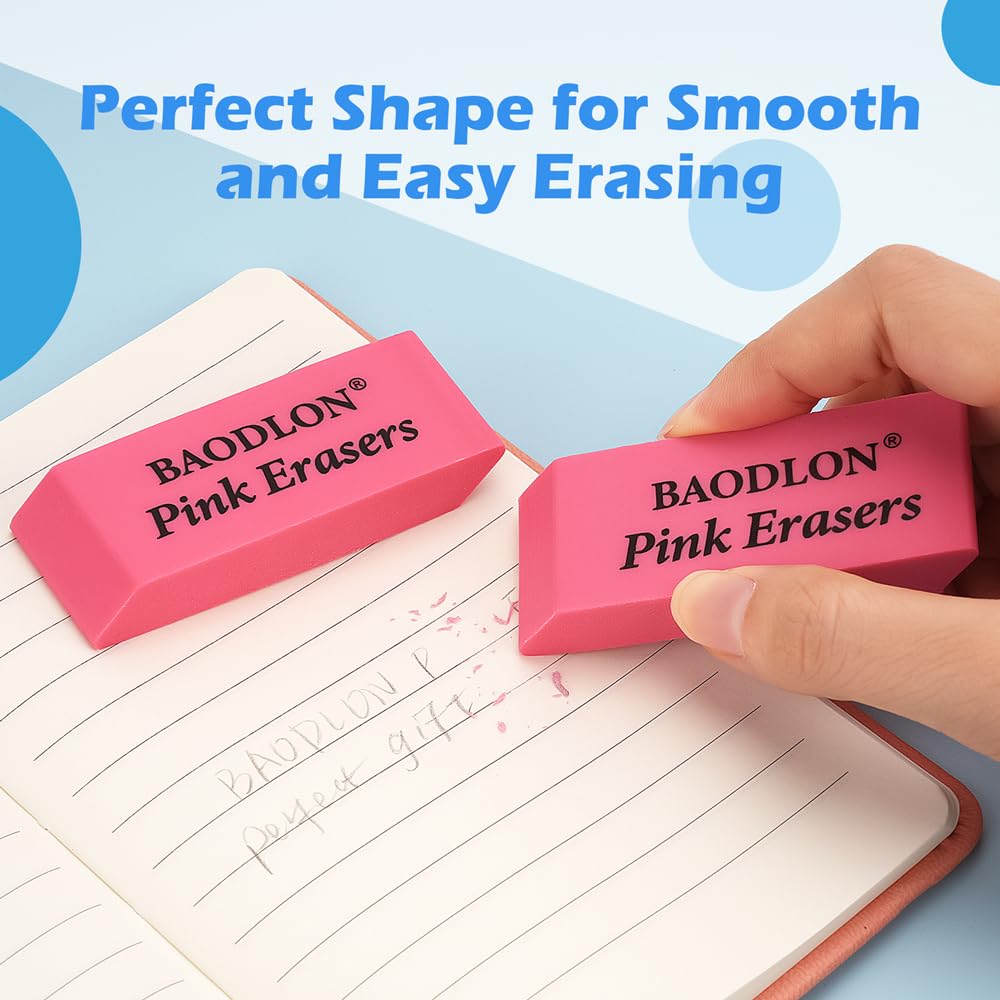 120 Pack - Pink Rubber Pencil Erasers Bulk