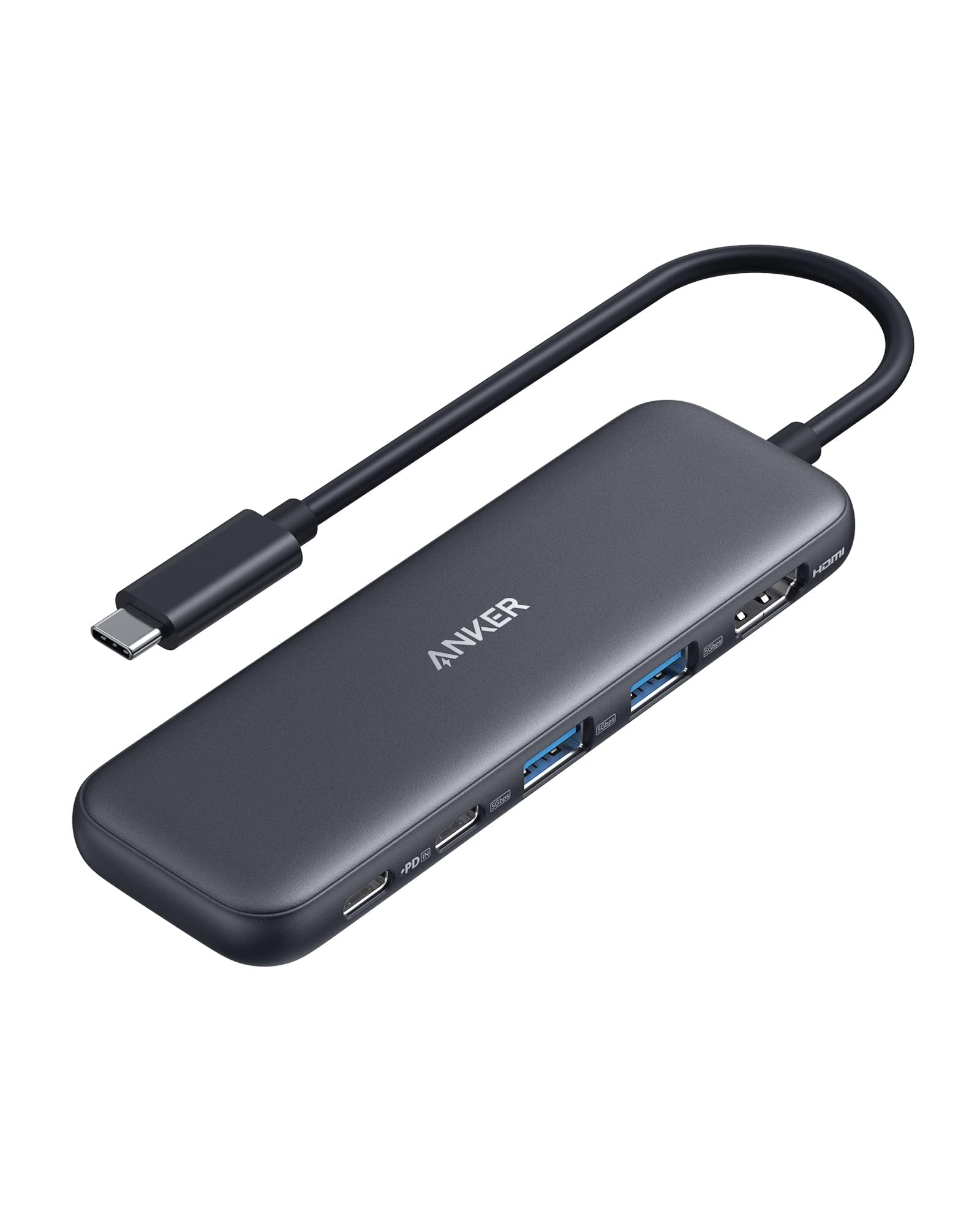 [1 PC] USB-C Hub 5-in-1 with 4K HDMI Display, 5Gbps USB-C and 2 5Gbps USB-A Data Ports
