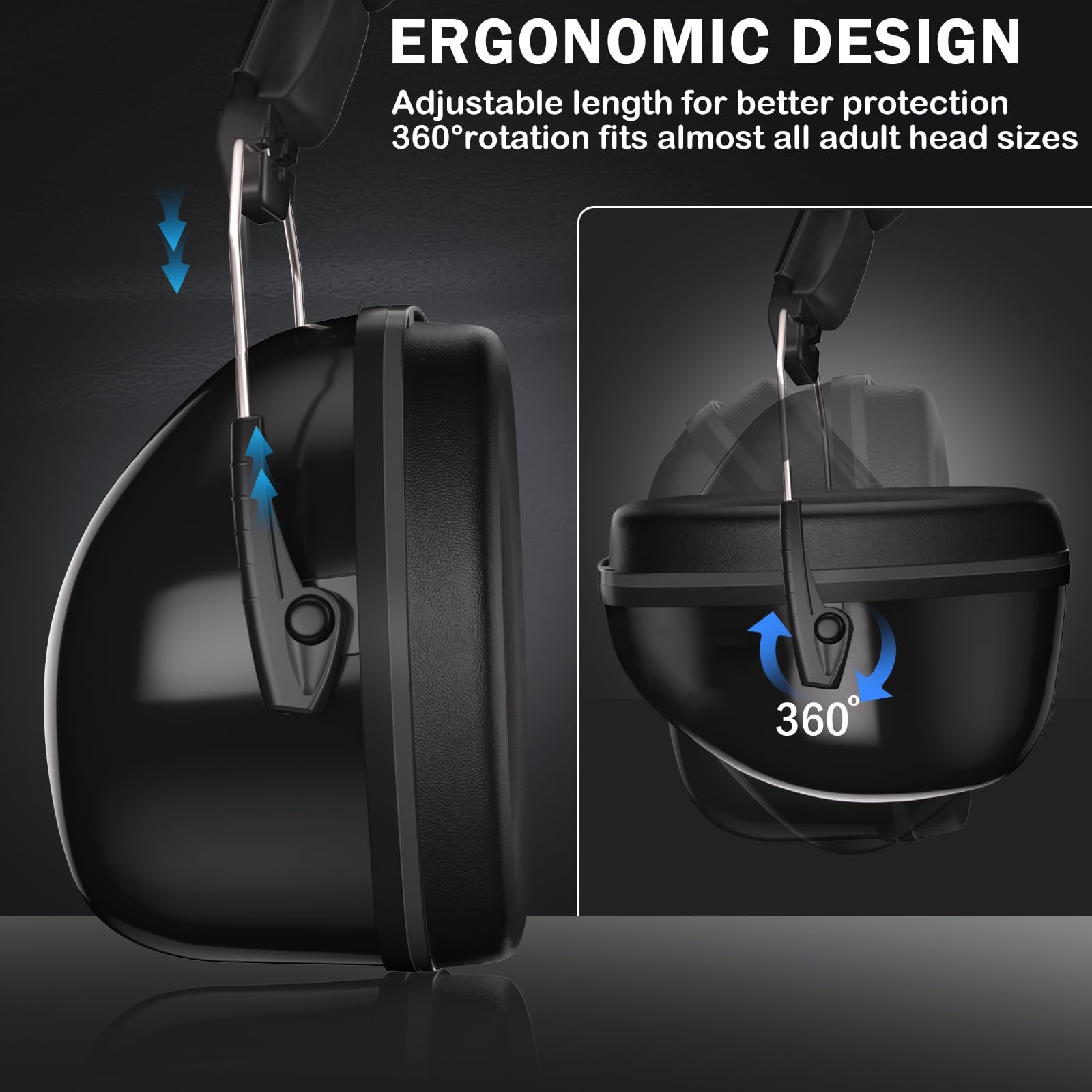 [1 PC] Noise Reduction Safety Ear Muffs with Adjustable Headband, NRR 28dB Noise Sound Protection