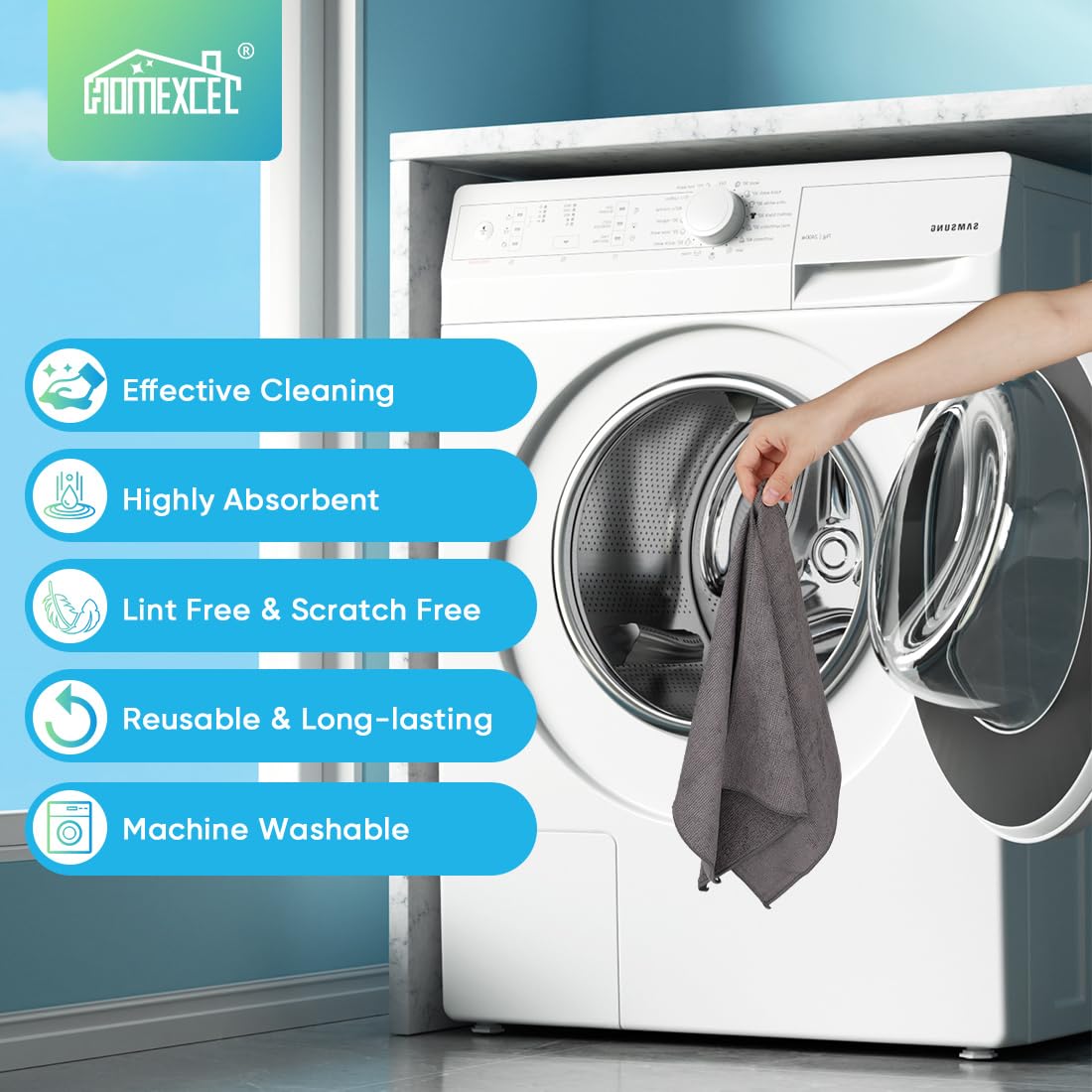 Microfiber Cleaning Cloth, 11.5X11.5 inch, 8/12/35/50/100 Pack