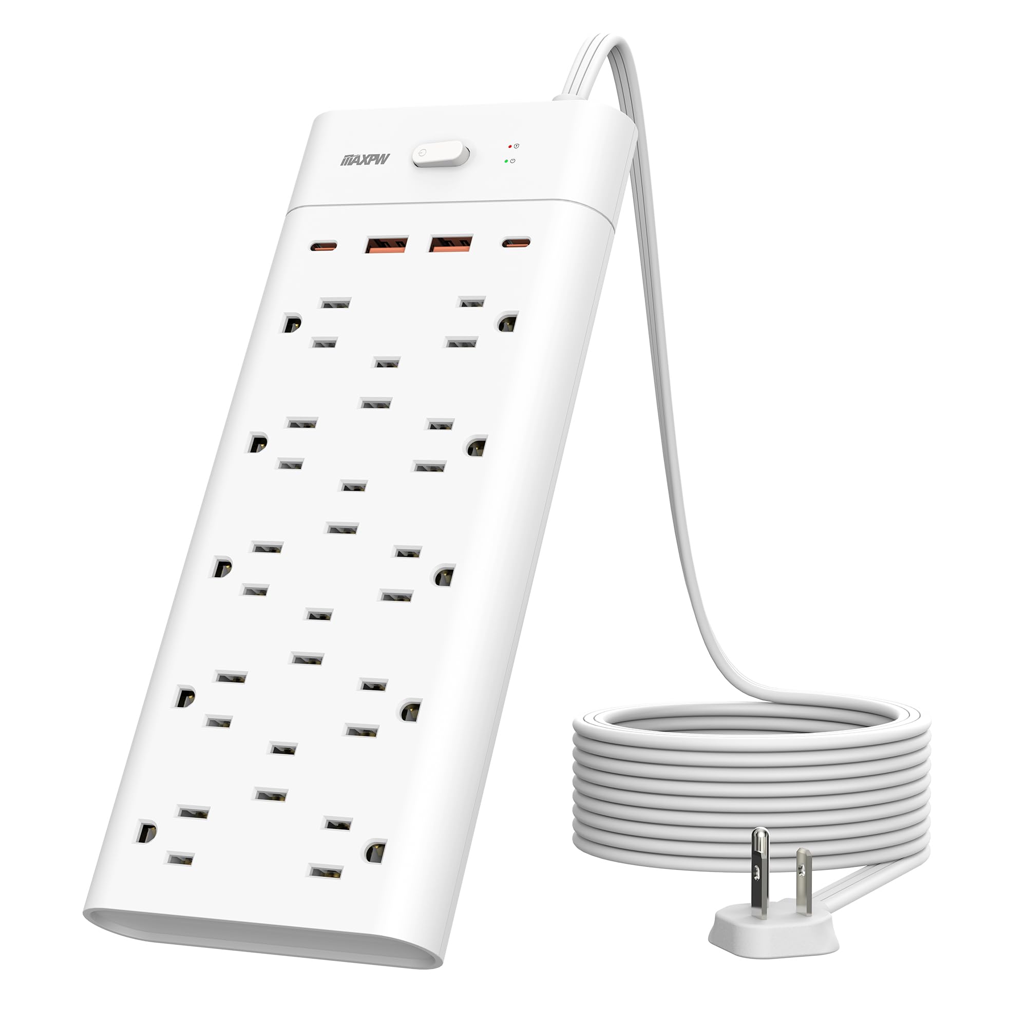 Power Strip Surge Protector Outlet Extender with 14 Outlets and 4 USB Ports (2 USB C), 6 Ft / 10 Ft / 15 Ft
