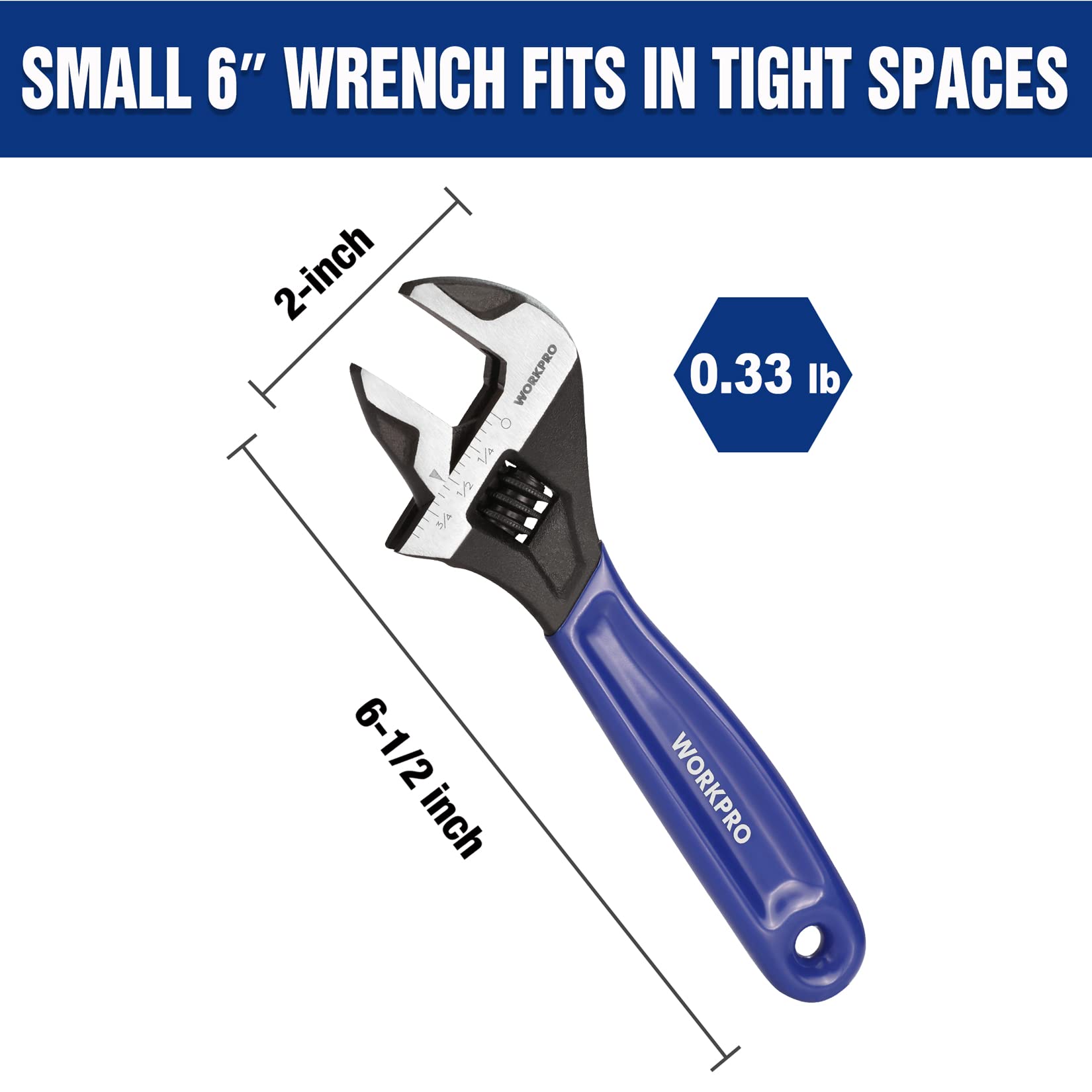 6/8/10 Inch Adjustable Wrench, Cr-V Steel Wrench, Wide Jaw Black Oxide Wrench, Metric & SAE Scales, for Home, Garage, Workshop and DIY