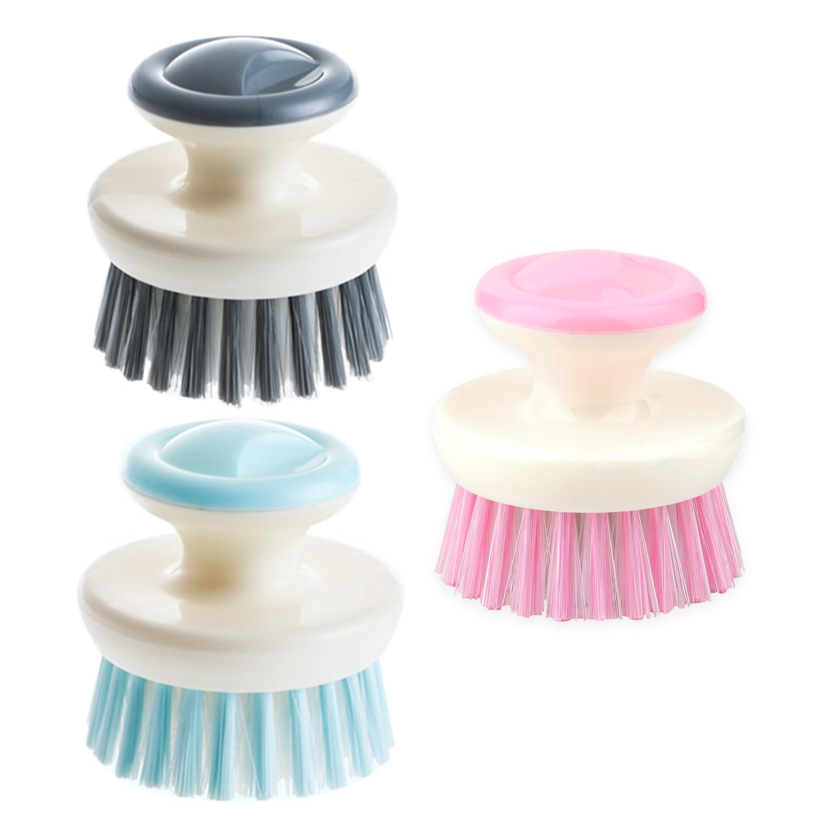 Dish Scrubber Brush with Handle, (3 Pack)