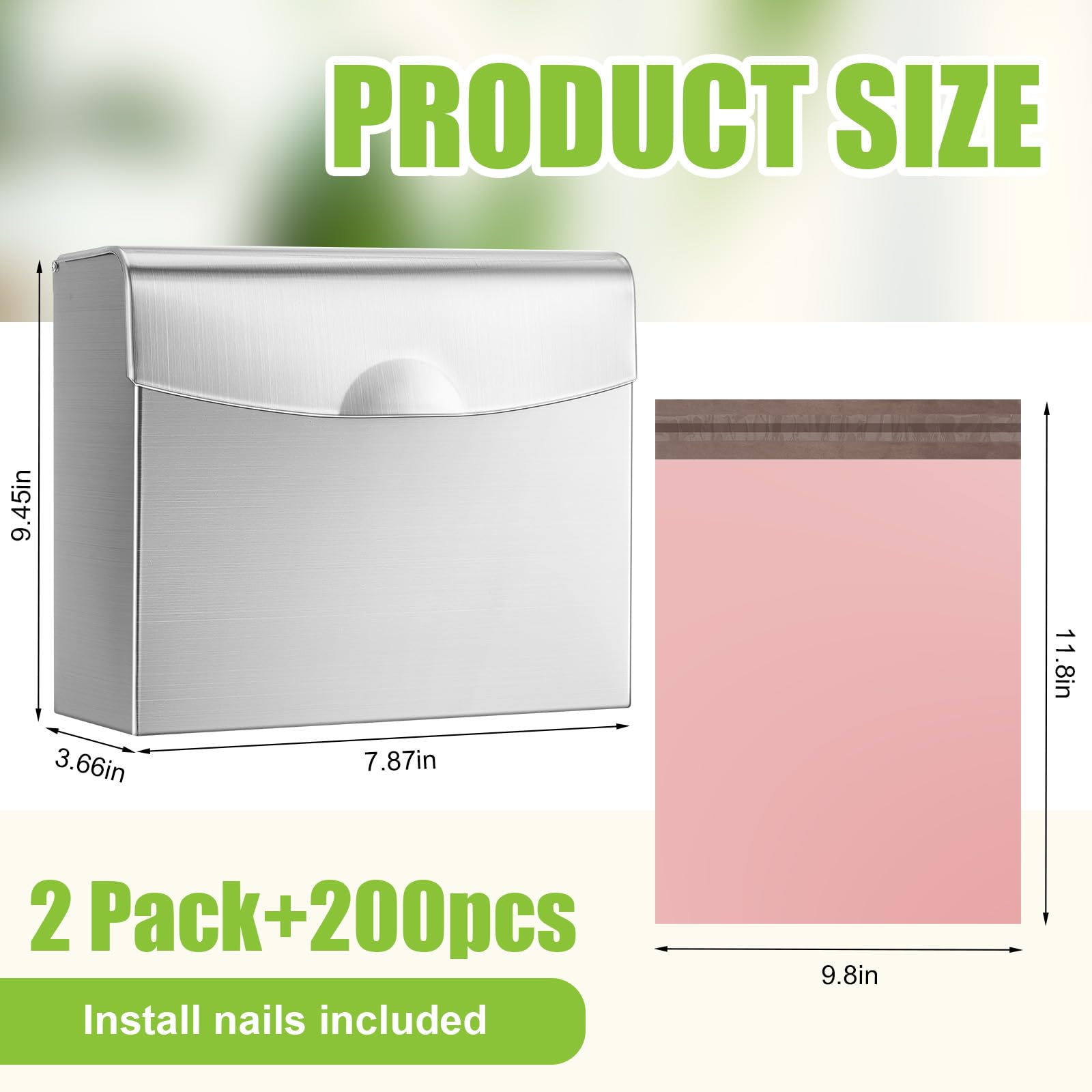 Tioncy 2Pcs Sanitary Napkin Disposal Receptacle with 200Pcs Pink Feminine Hygiene Disposal Bag
