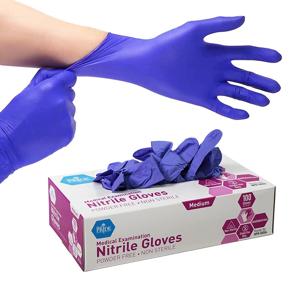 [100 / 1000 PCS] MedPride Powder-Free Nitrile Exam Gloves