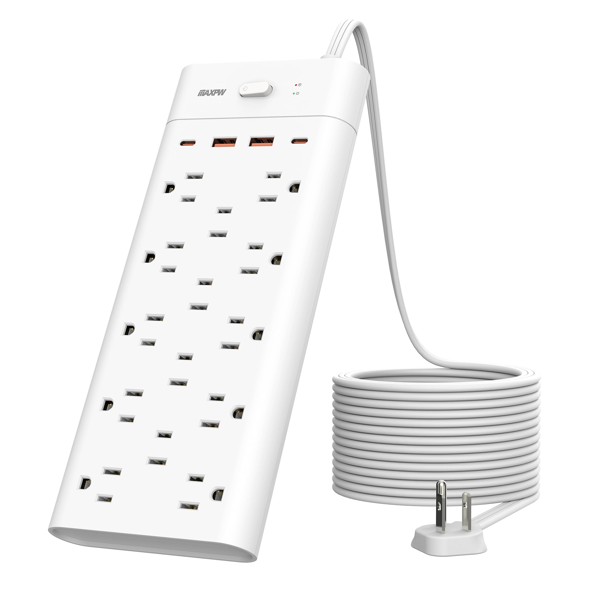 Power Strip Surge Protector Outlet Extender with 14 Outlets and 4 USB Ports (2 USB C), 6 Ft / 10 Ft / 15 Ft