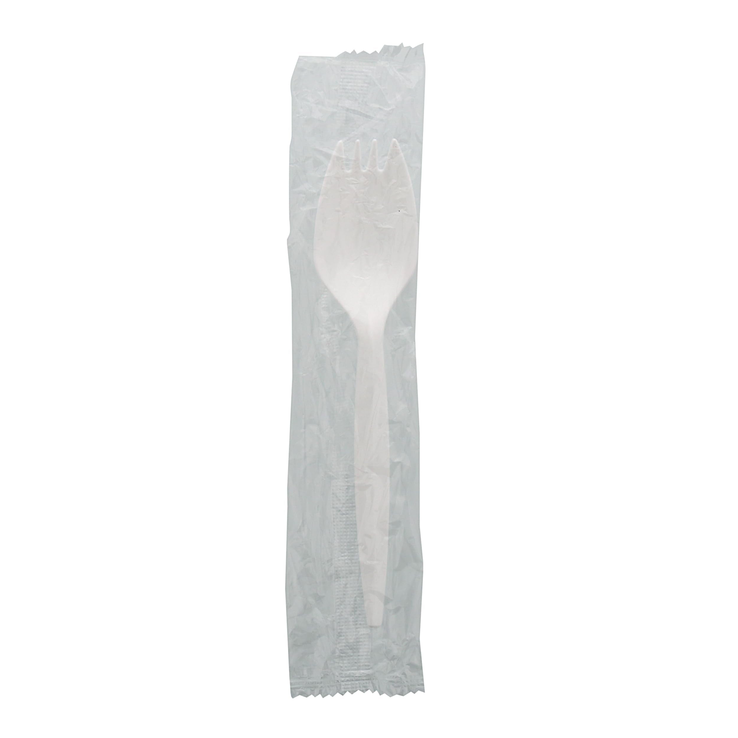 [1000 PCS] Polypropylene Sporks, White, Individually Wrapped