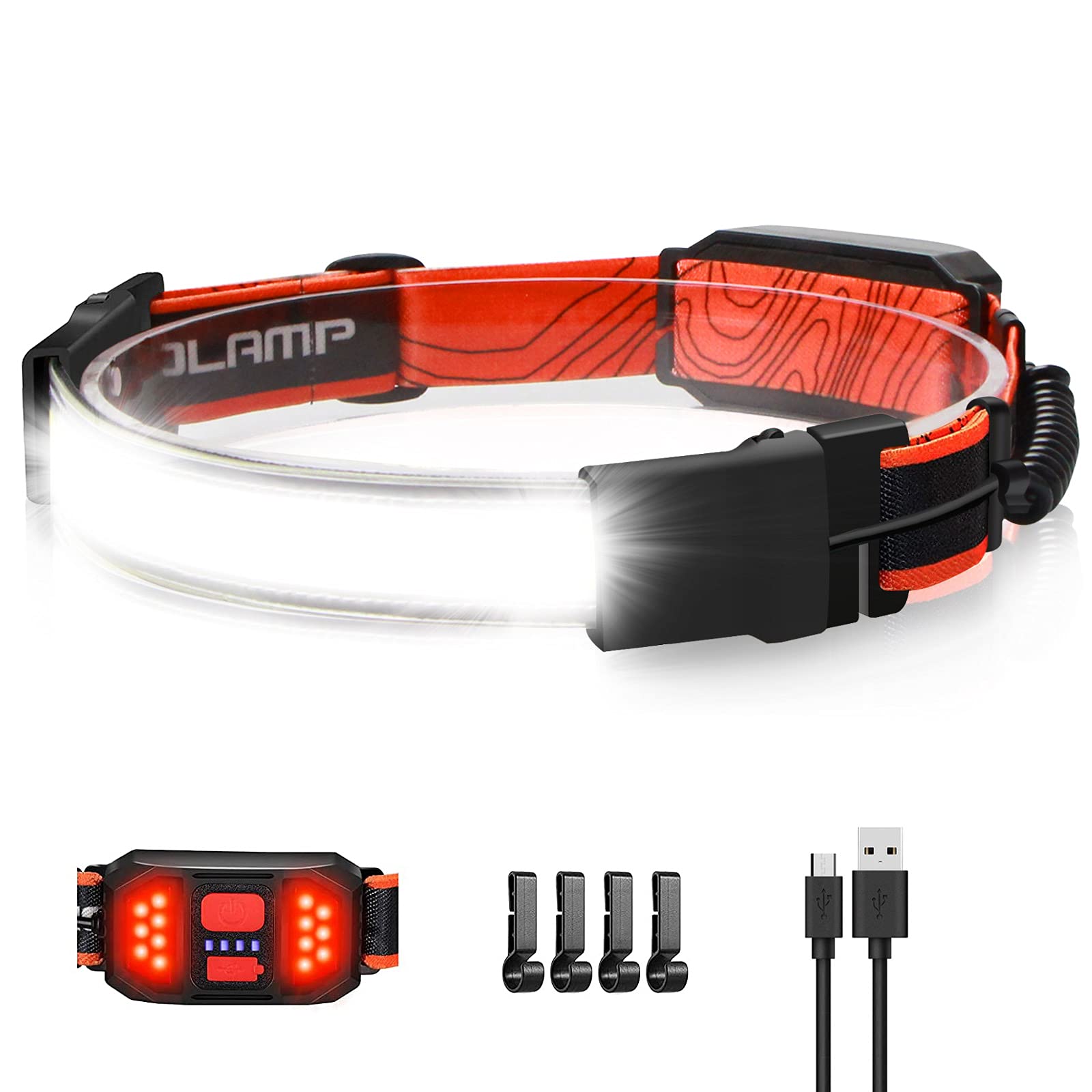 [1 / 2 / 4 Packs] LED Headlamp Flashlight, 1000 lumens 230° USB Rechargeable Head Lamp