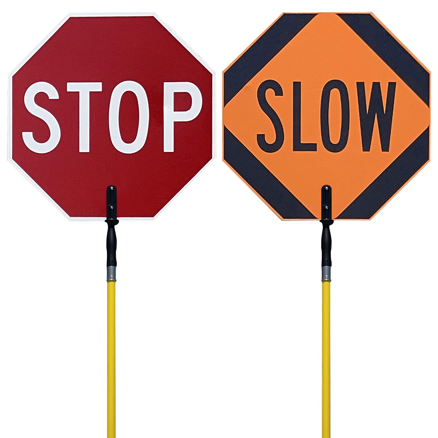 [2 PCS] STOP & SLOW Double Sided Signs