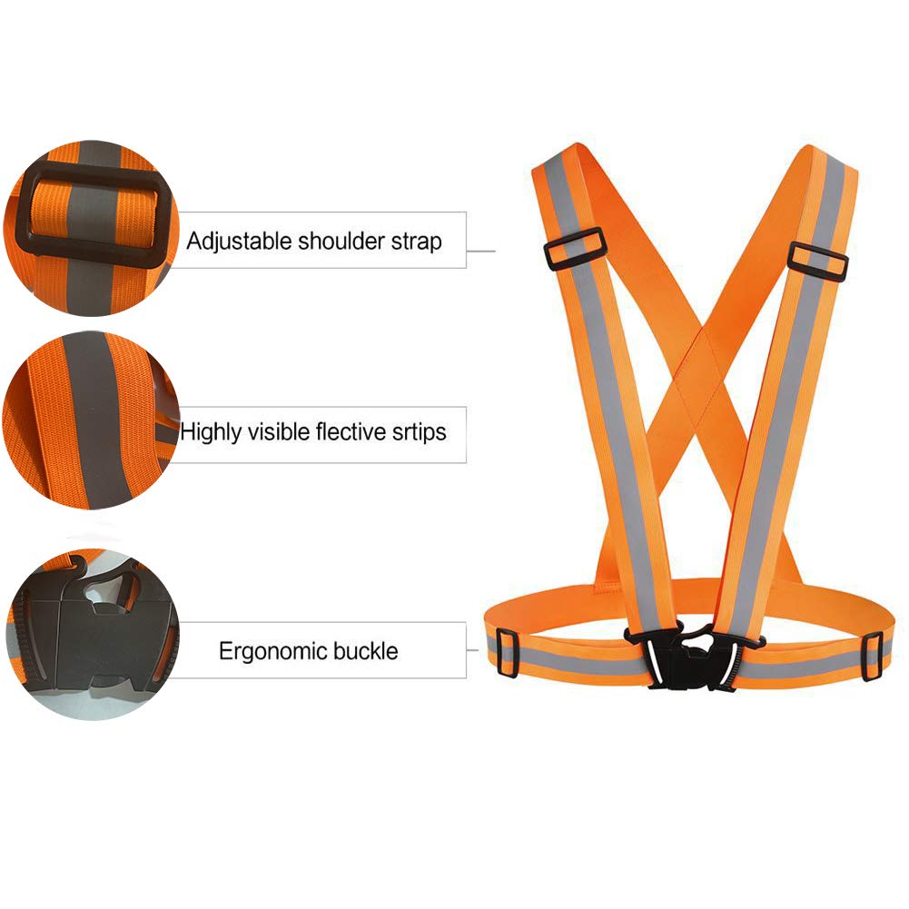 [2 Packs] Hi-Vis Adjustable Safety Sash Belts with Reflective Straps