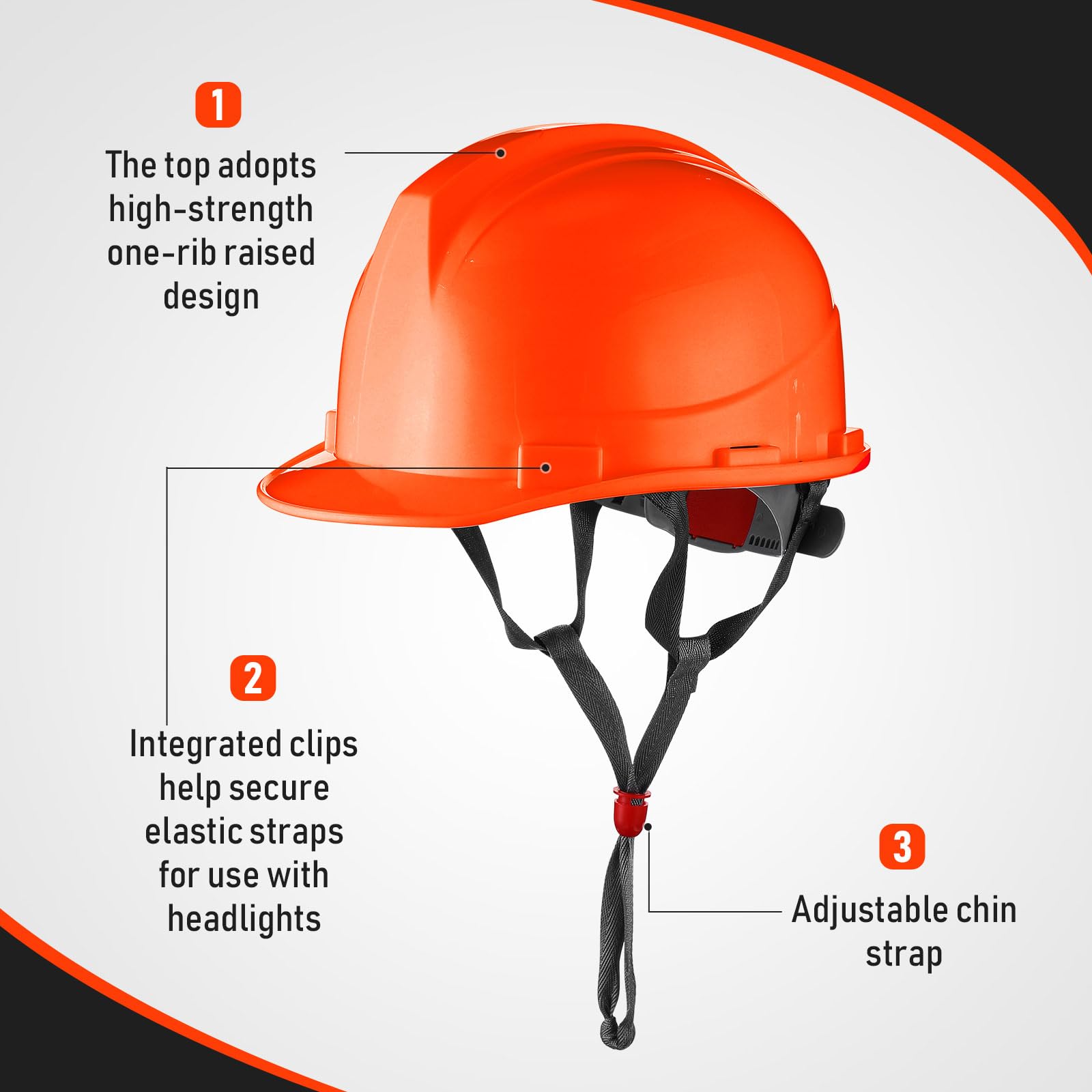 [10 Pcs] Suspension Hard Hat for Construction, Ratchet Cap Style w/ Self Adjusting Straps for Man & Woman